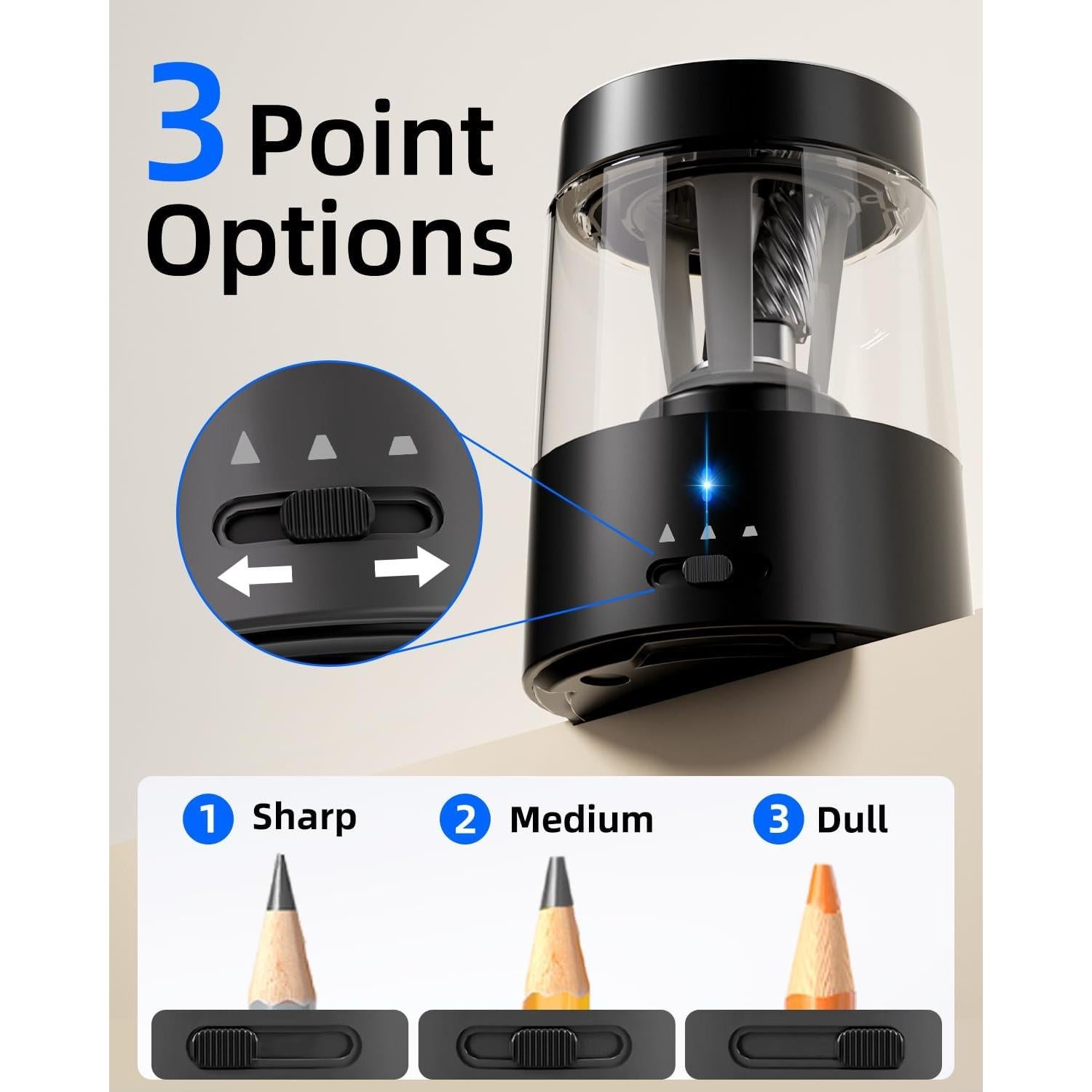 Afilador Eléctrico de Lápices ZMOL Recargable Automático