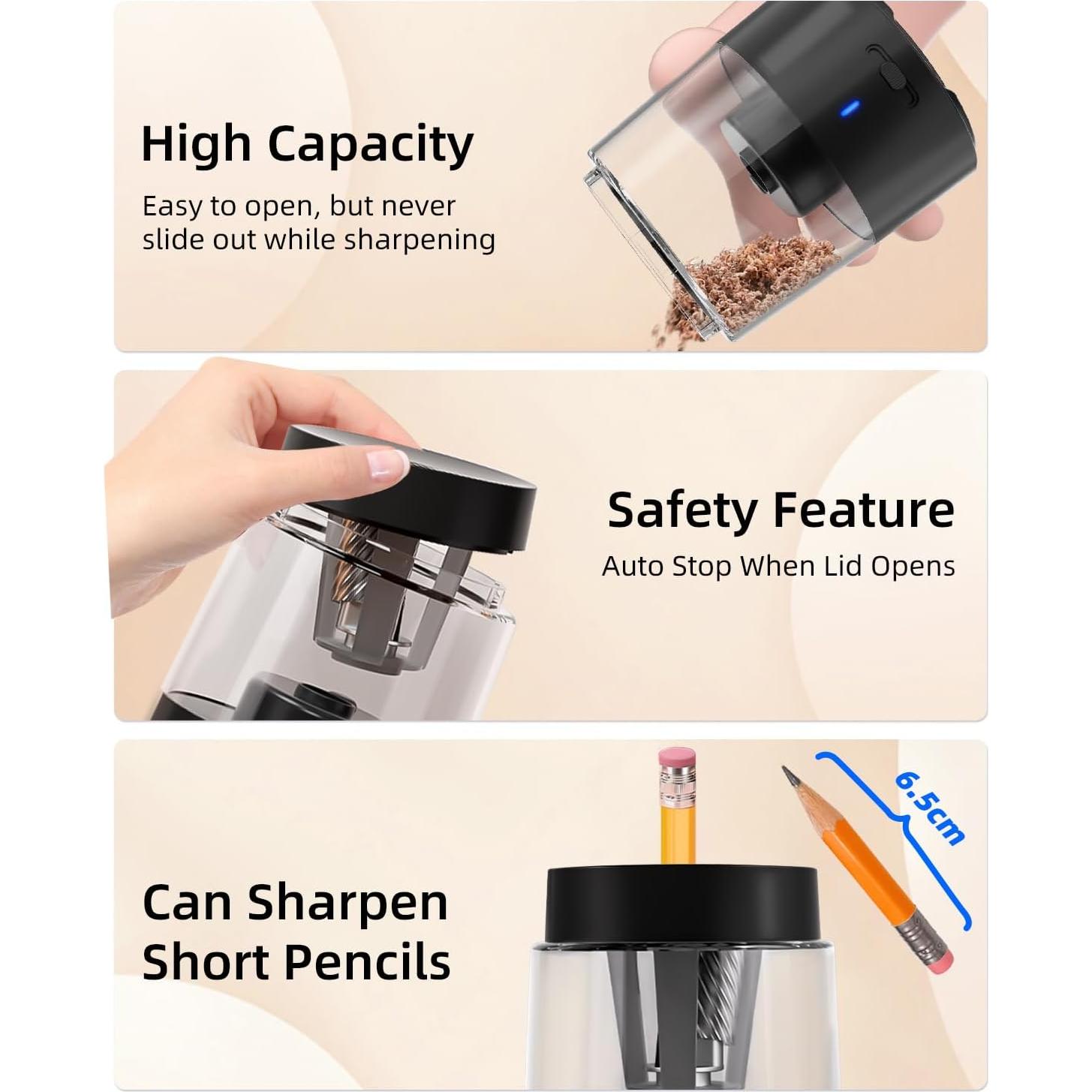 Afilador Eléctrico de Lápices ZMOL Recargable Automático