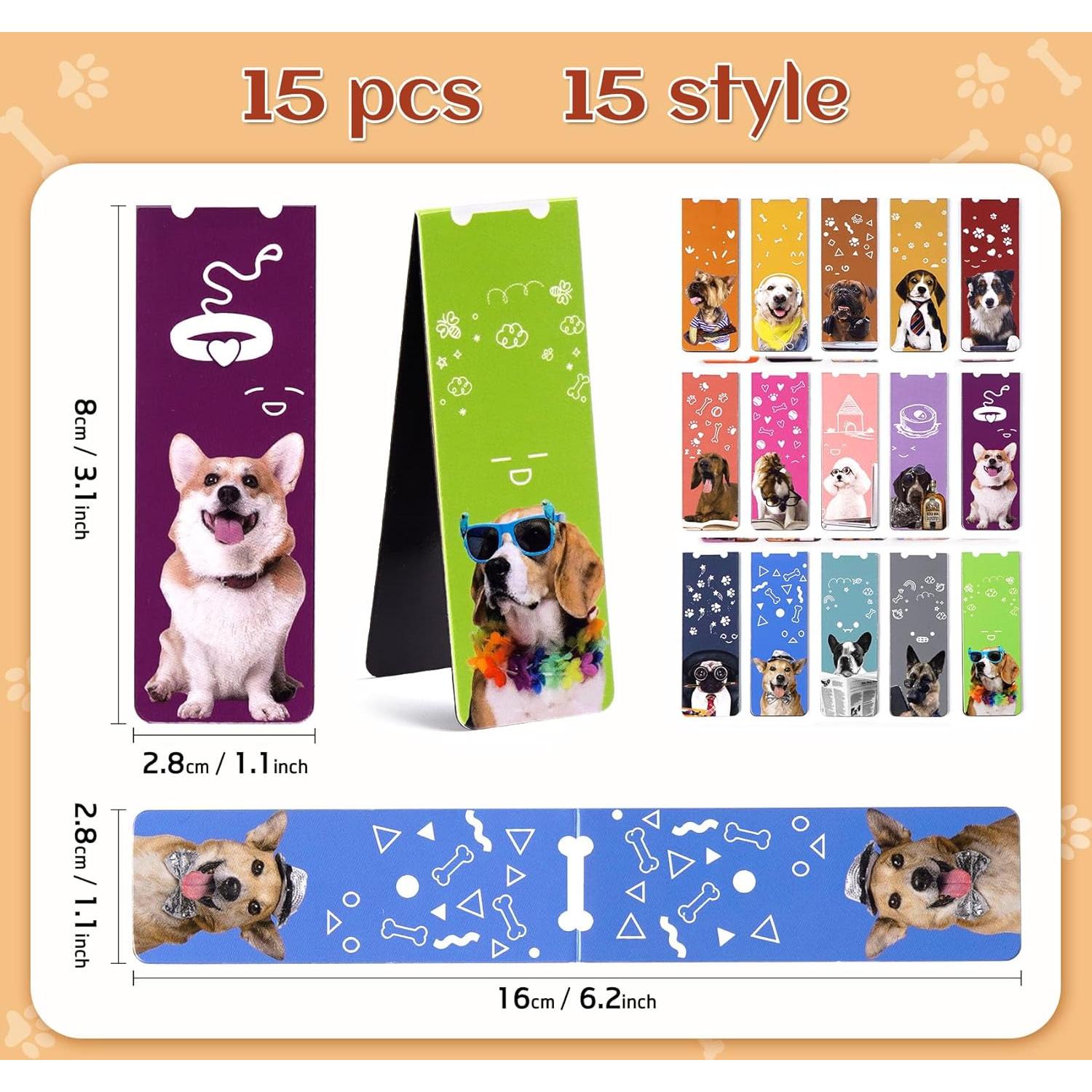 Marcadores Magnéticos ABSOFINE 15PCS Perros Lindos 8x2.8 cm