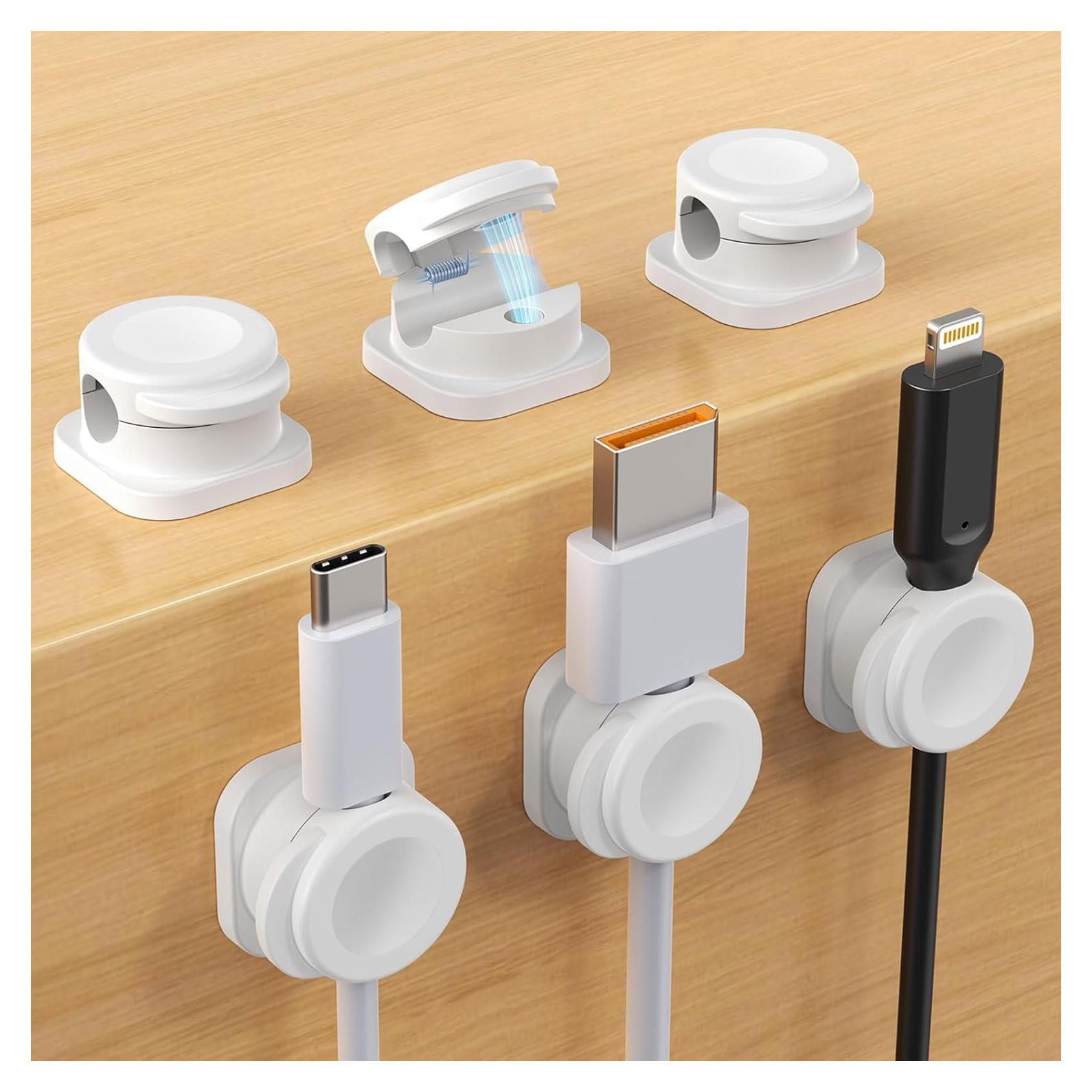 Organizador de Cables TIKIWIK - Paquete de 6 Clips Magnéticos Blanco