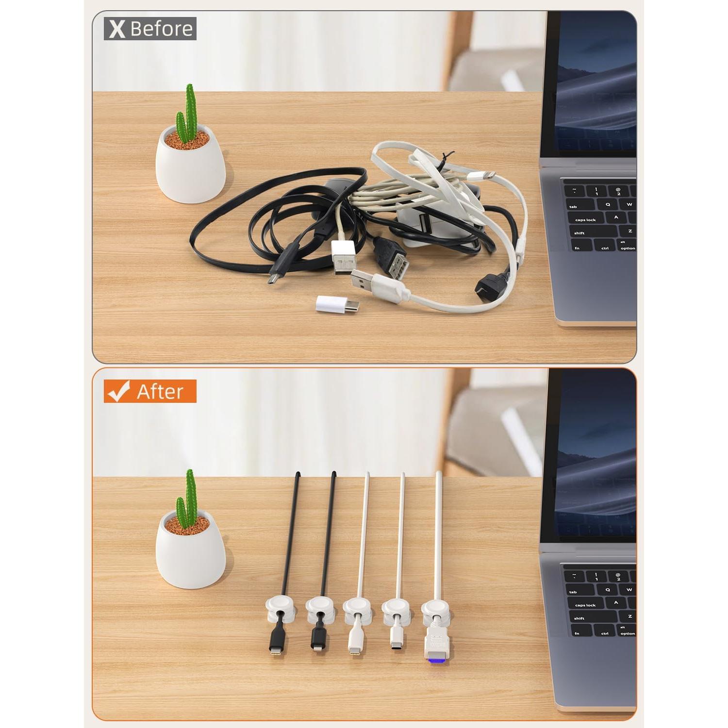 Organizador de Cables TIKIWIK - Paquete de 6 Clips Magnéticos Blanco