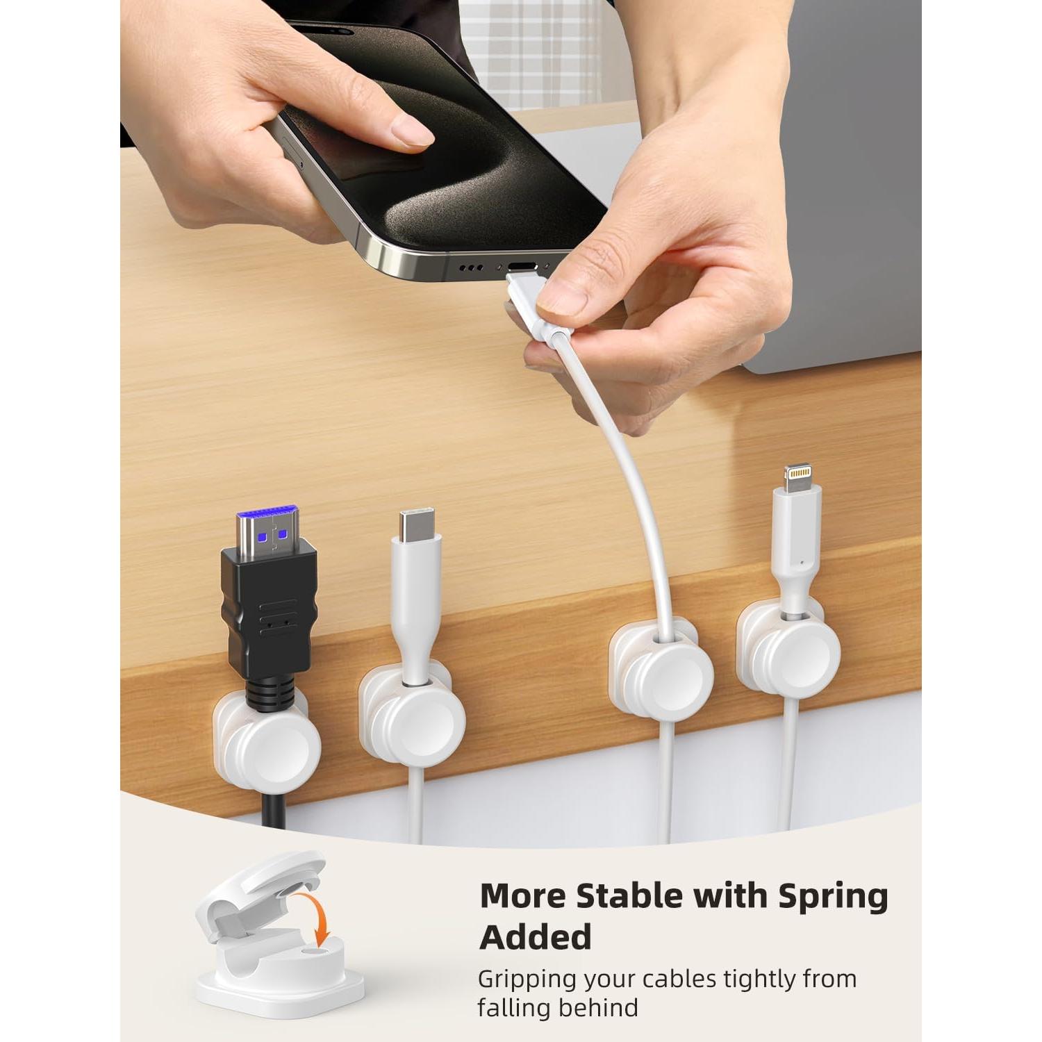 Organizador de Cables TIKIWIK - Paquete de 6 Clips Magnéticos Blanco