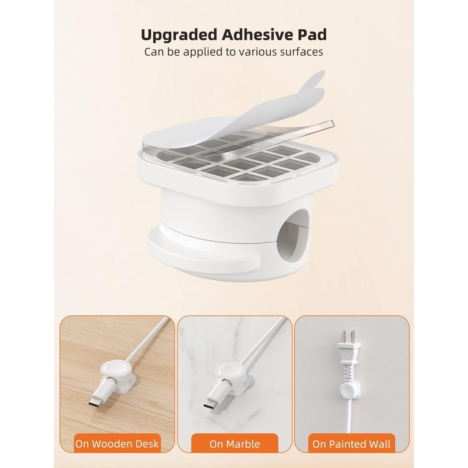 Organizador de Cables TIKIWIK - Paquete de 6 Clips Magnéticos Blanco