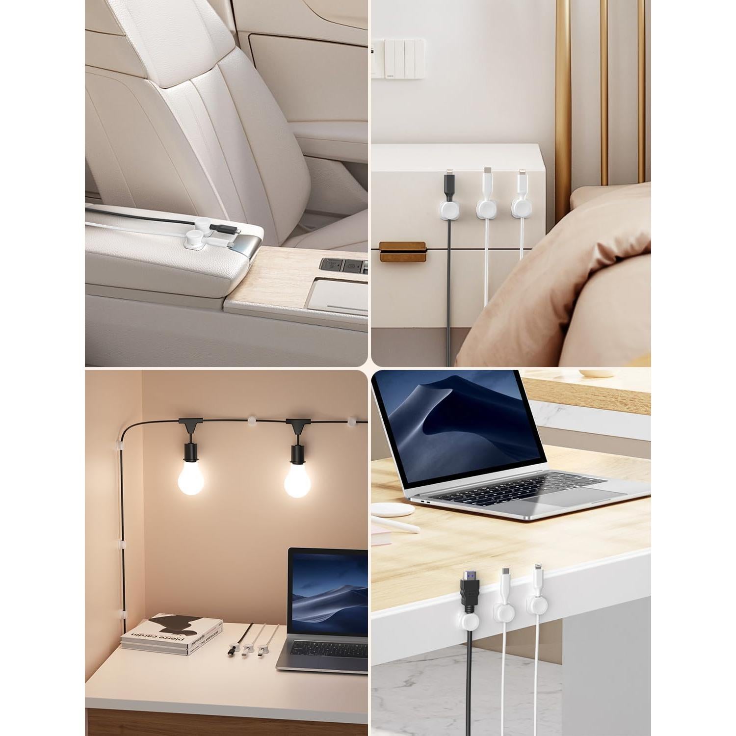 Organizador de Cables TIKIWIK - Paquete de 6 Clips Magnéticos Blanco