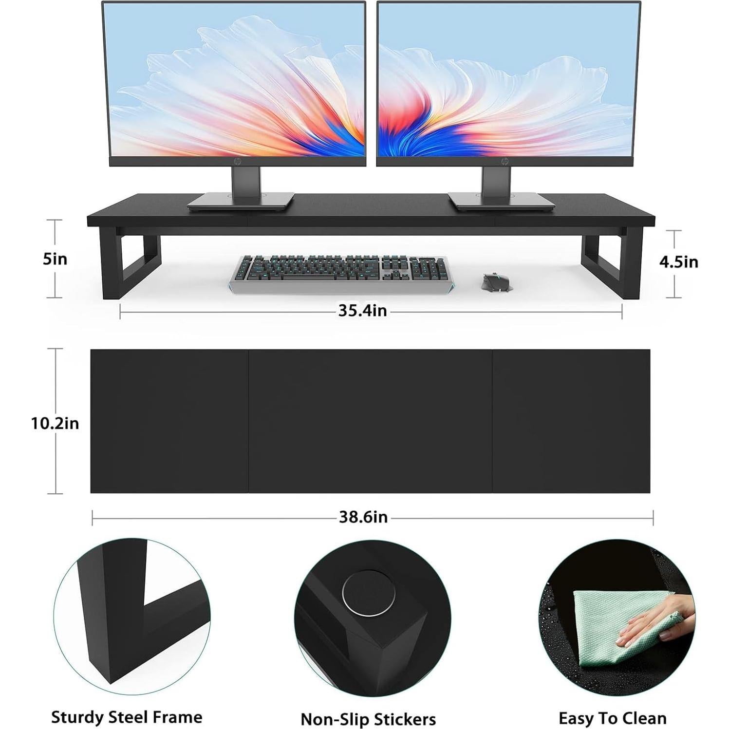 Soporte Doble para Monitor YAOHUOO 98 cm Negro, 45 kg
