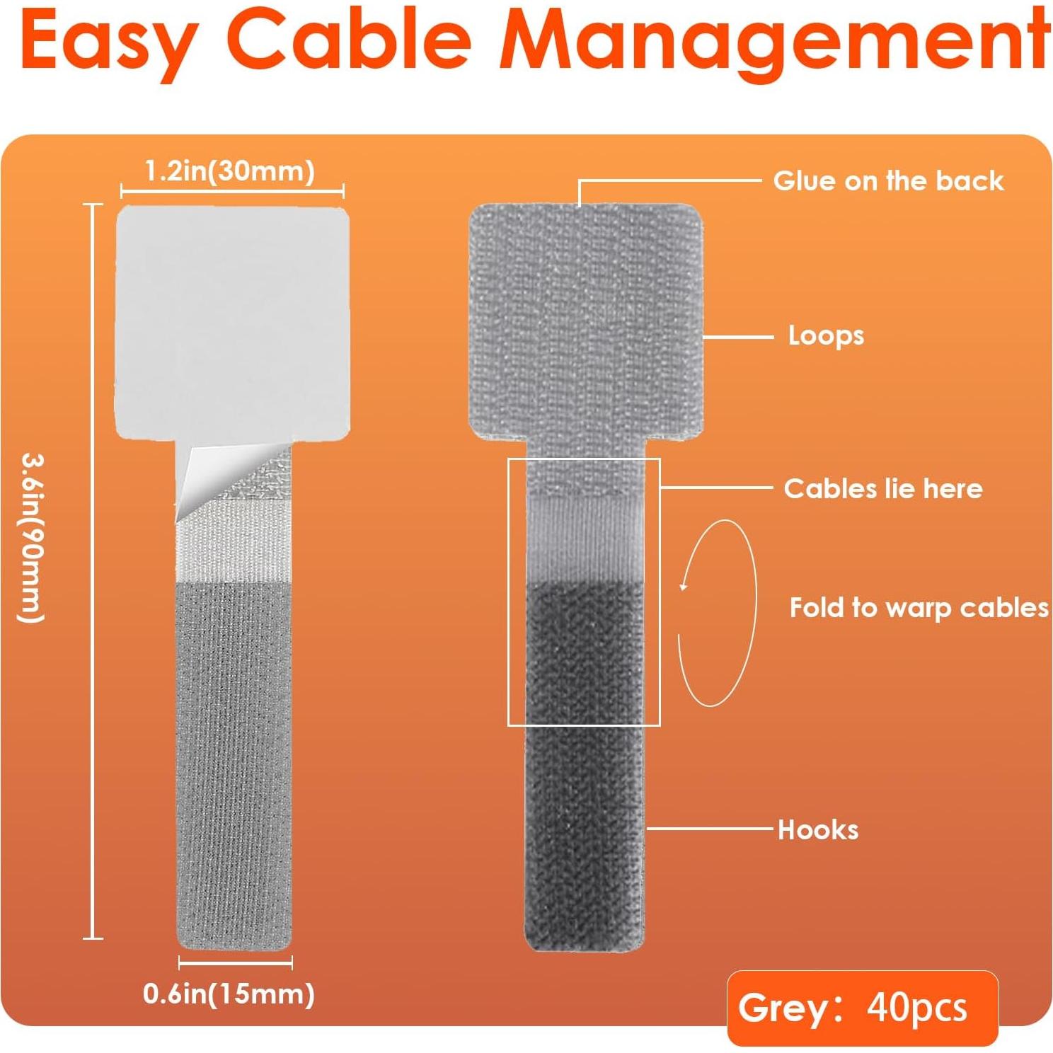 Organizador de Cables Promotion Love 40 Piezas Gris