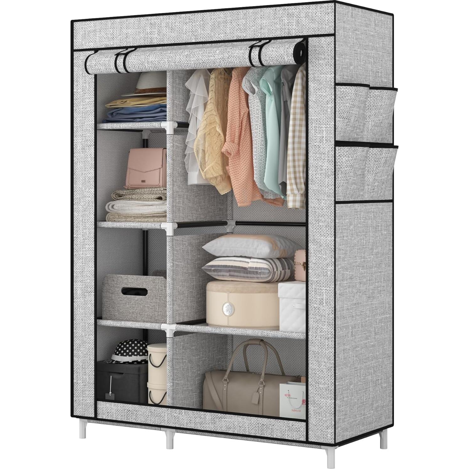 Armario Portátil Calmootey con 6 Estantes y Barra Colgante