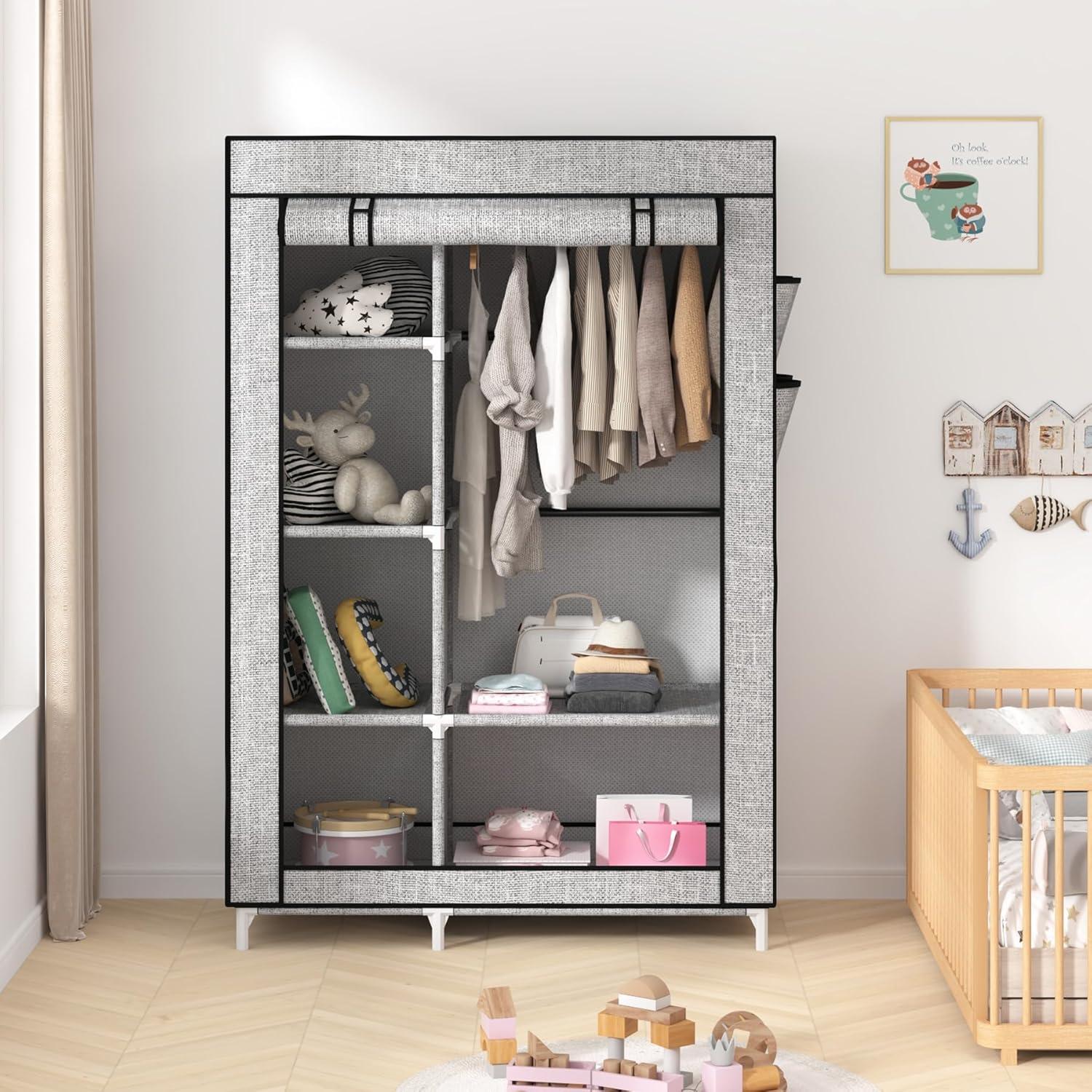 Armario Portátil Calmootey con 6 Estantes y Barra Colgante