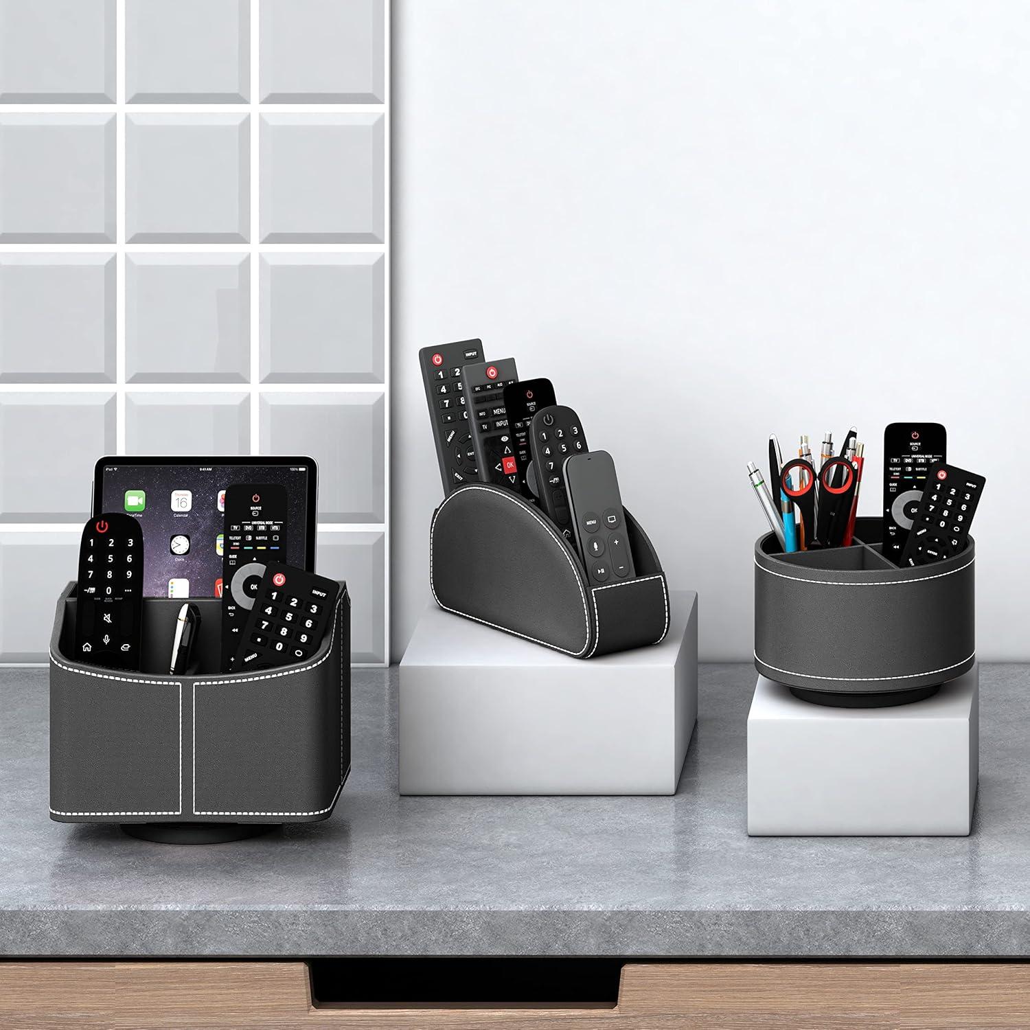 Soporte para Control Remoto Thipoten Negro Pequeño Cuero Sintético