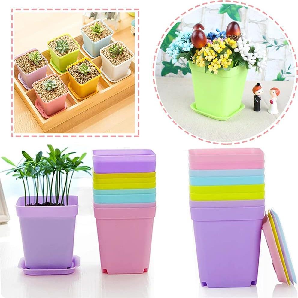 Macetas de Flores Coloridas Haawooky 24 Piezas 7x7x7.7 cm