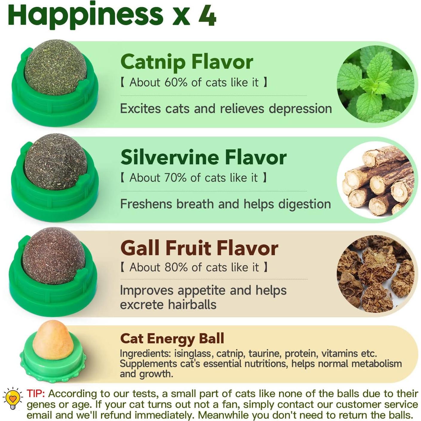 Pelotas de Catnip Potaroma 4 Pcs - Juguetes Saludables para Gatos