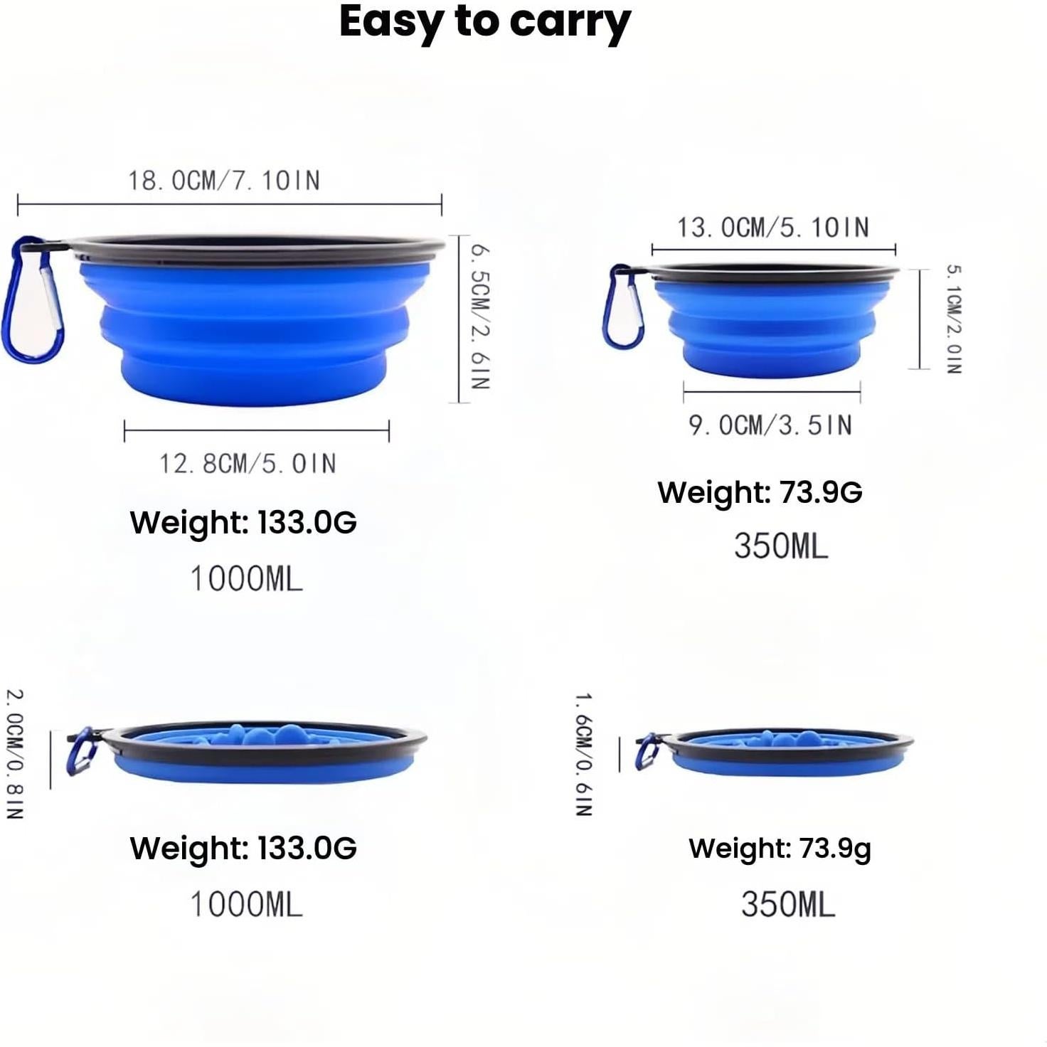 Tazón Plegable para Perro Easoneo 2 Piezas 1006ml + 355ml