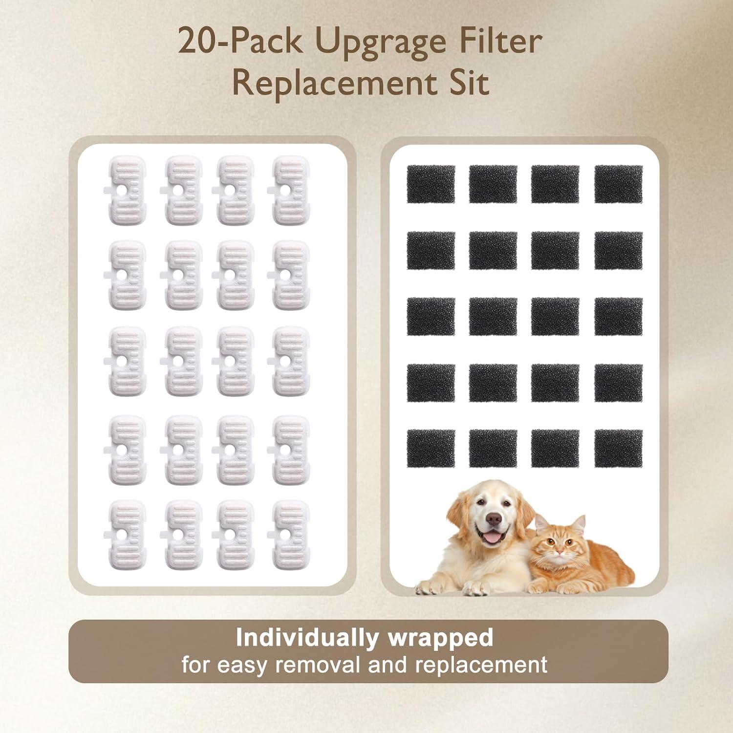 Filtros de Reemplazo SORON para Fuente de Agua Gatos 20 Pcs