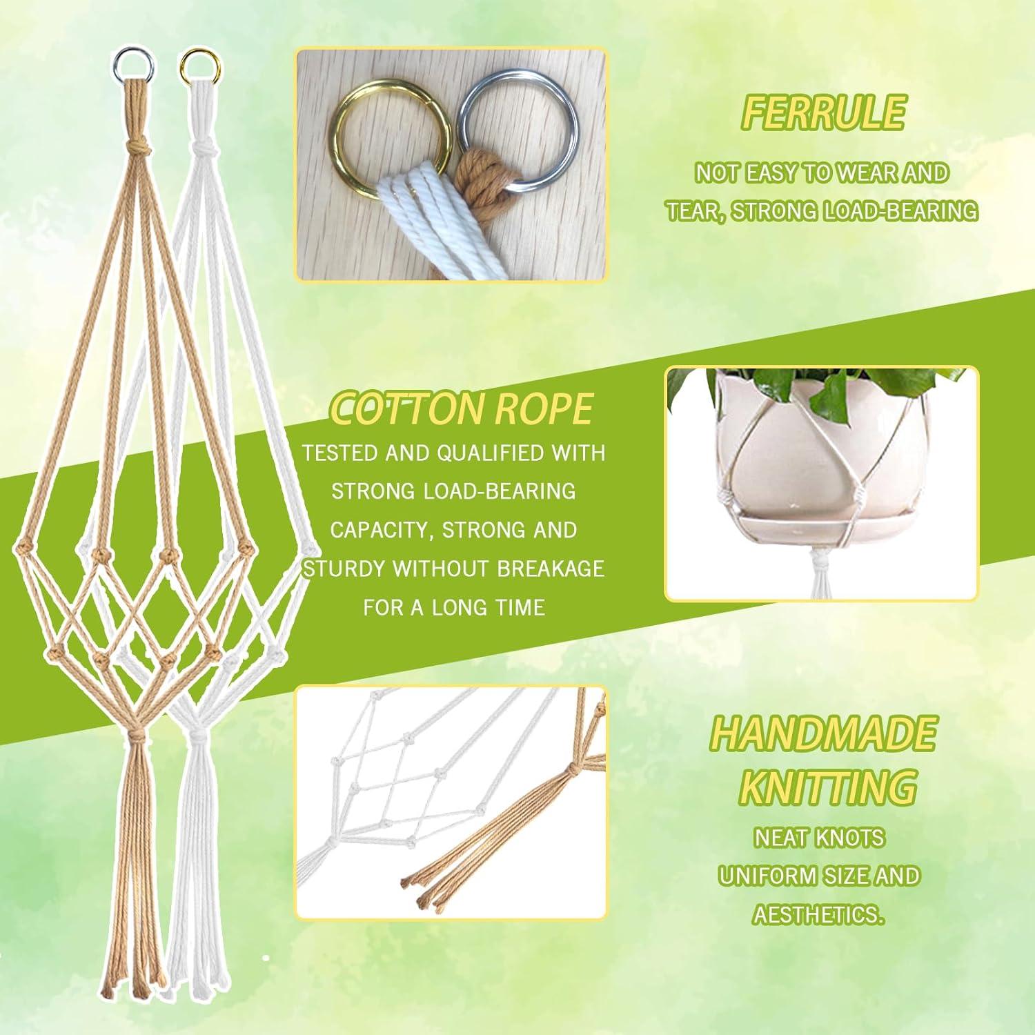 Colgadores de Plantas de Macramé Roucerlin 60 y 80 cm 4 Pcs