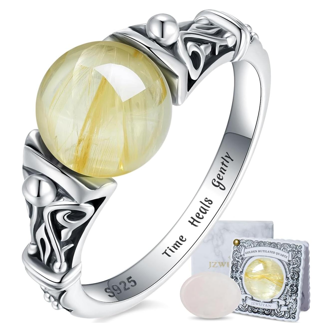 Anillo Giratorio de Plata 925 con Amatista Natural 18.2mm