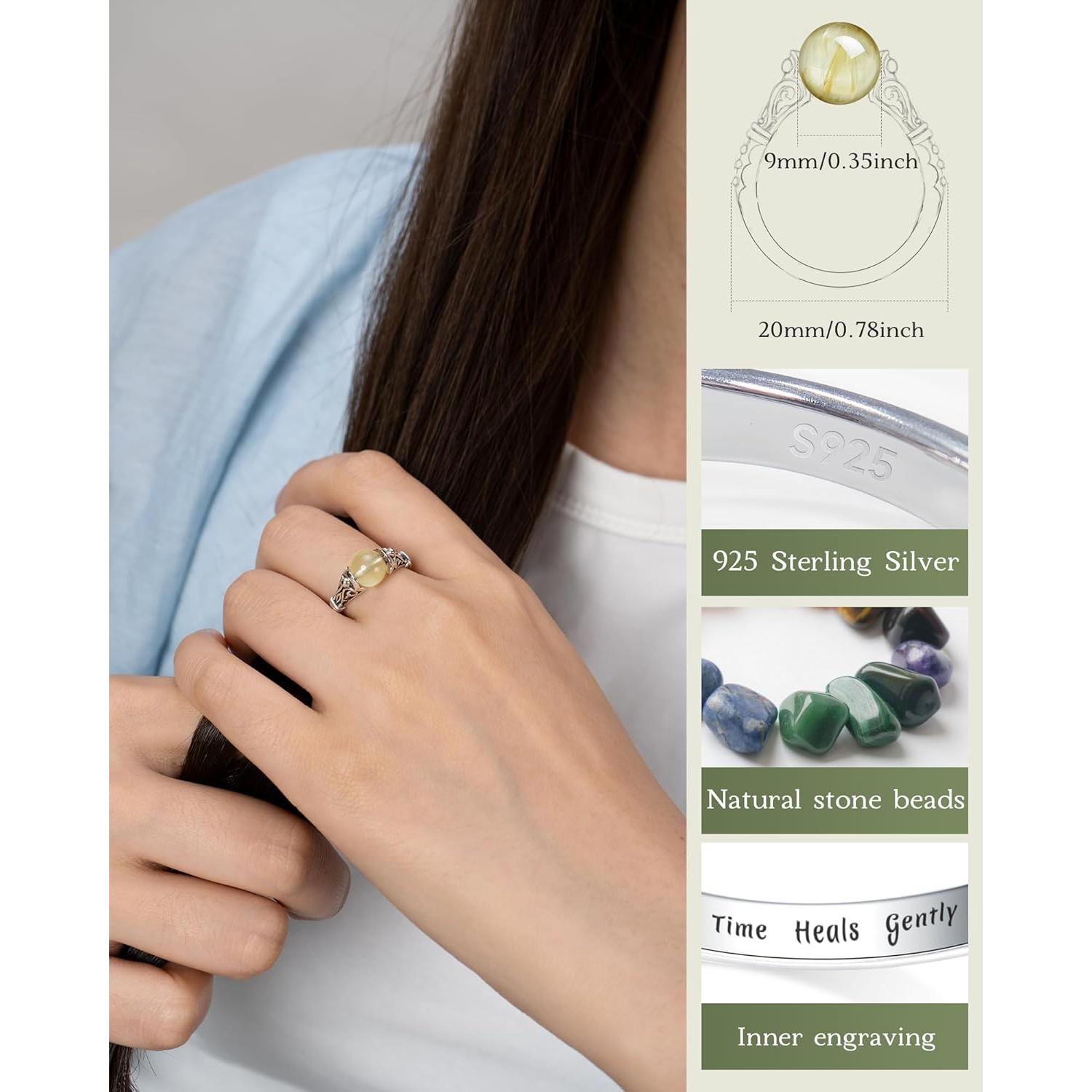 Anillo Giratorio de Plata 925 con Amatista Natural 18.2mm