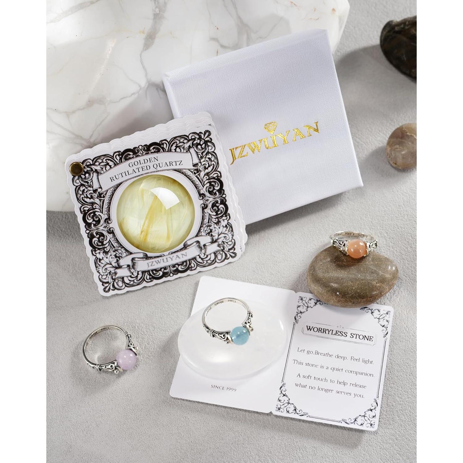 Anillo Giratorio de Plata 925 con Amatista Natural 18.2mm