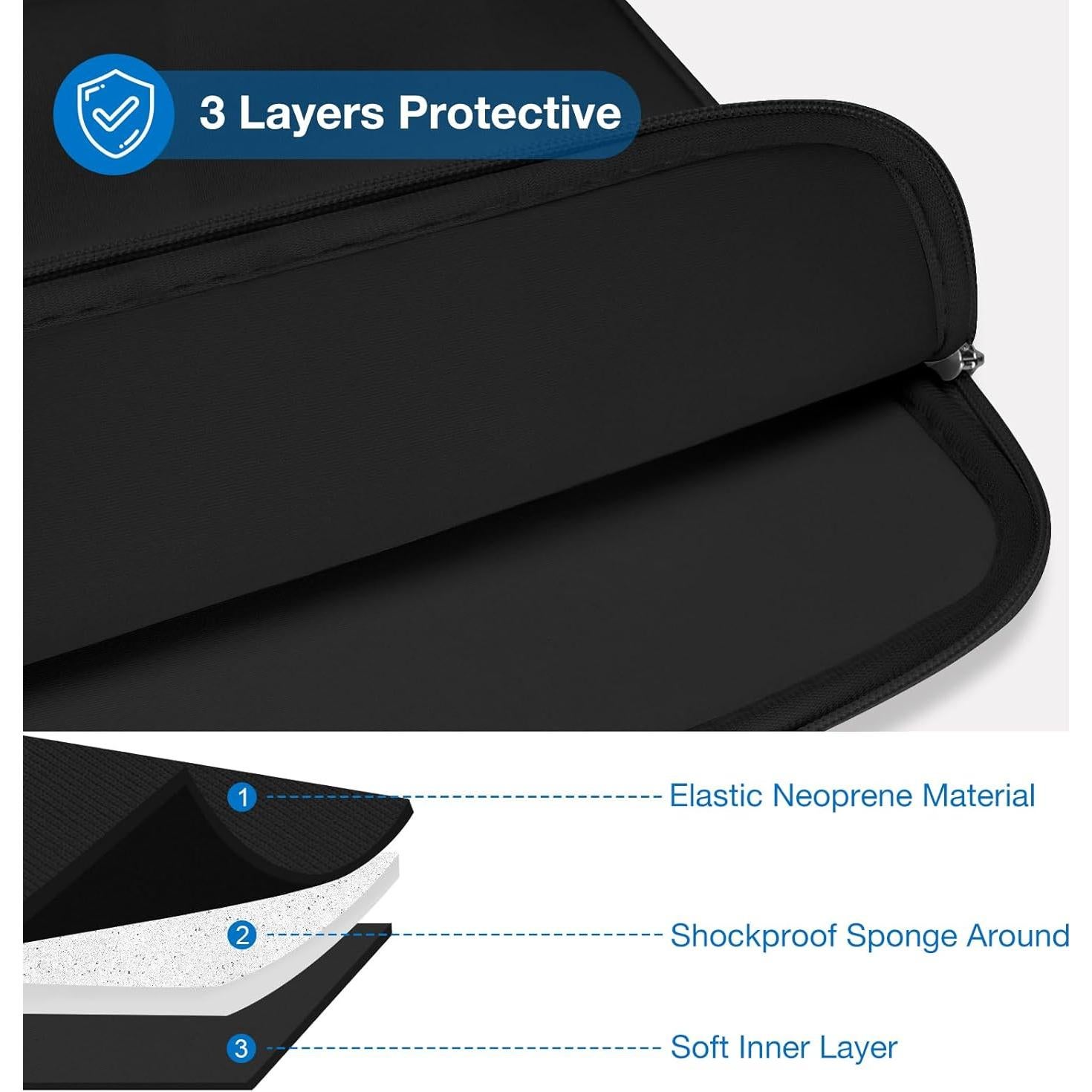 Funda para Laptop 13.3" MOSISO Neopreno Negro con Bolsillo