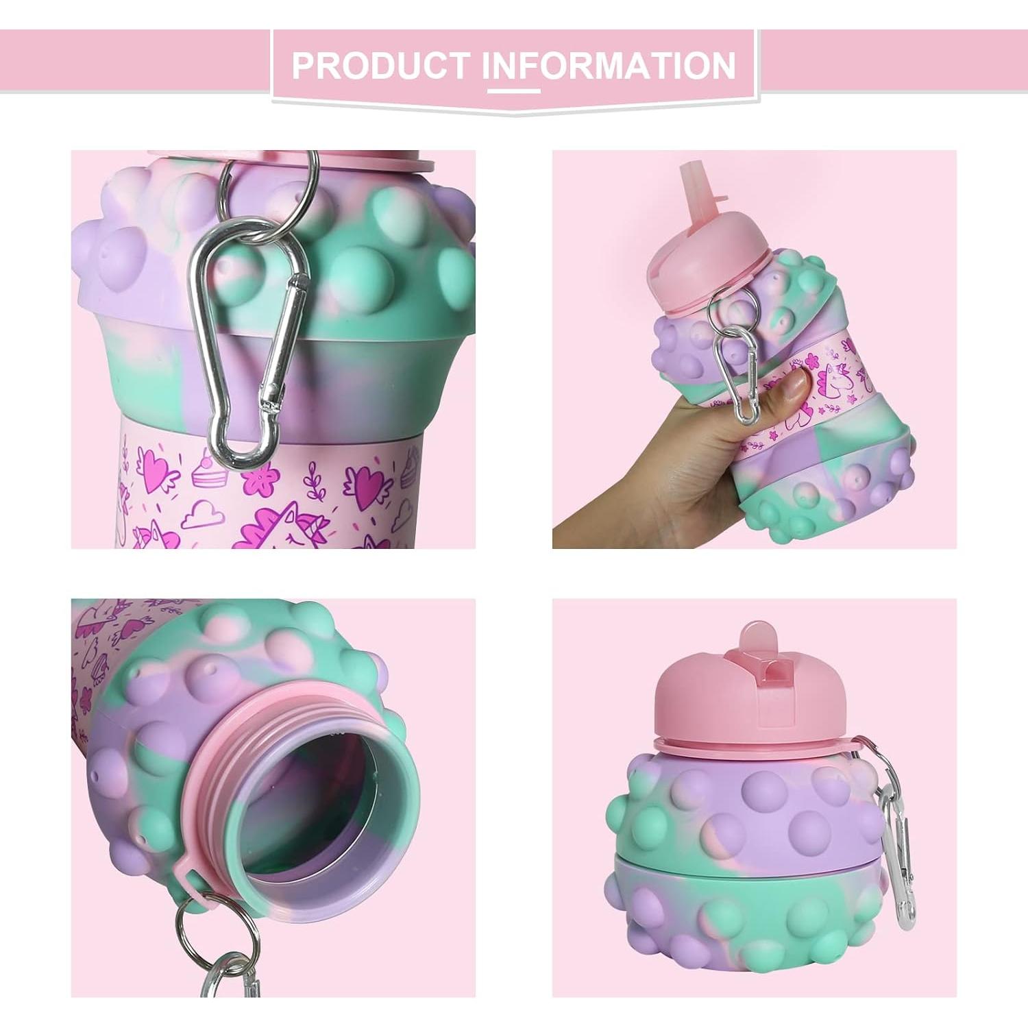 Botella de Agua Plegable Louis Donné 550ml Silicona Unicornio