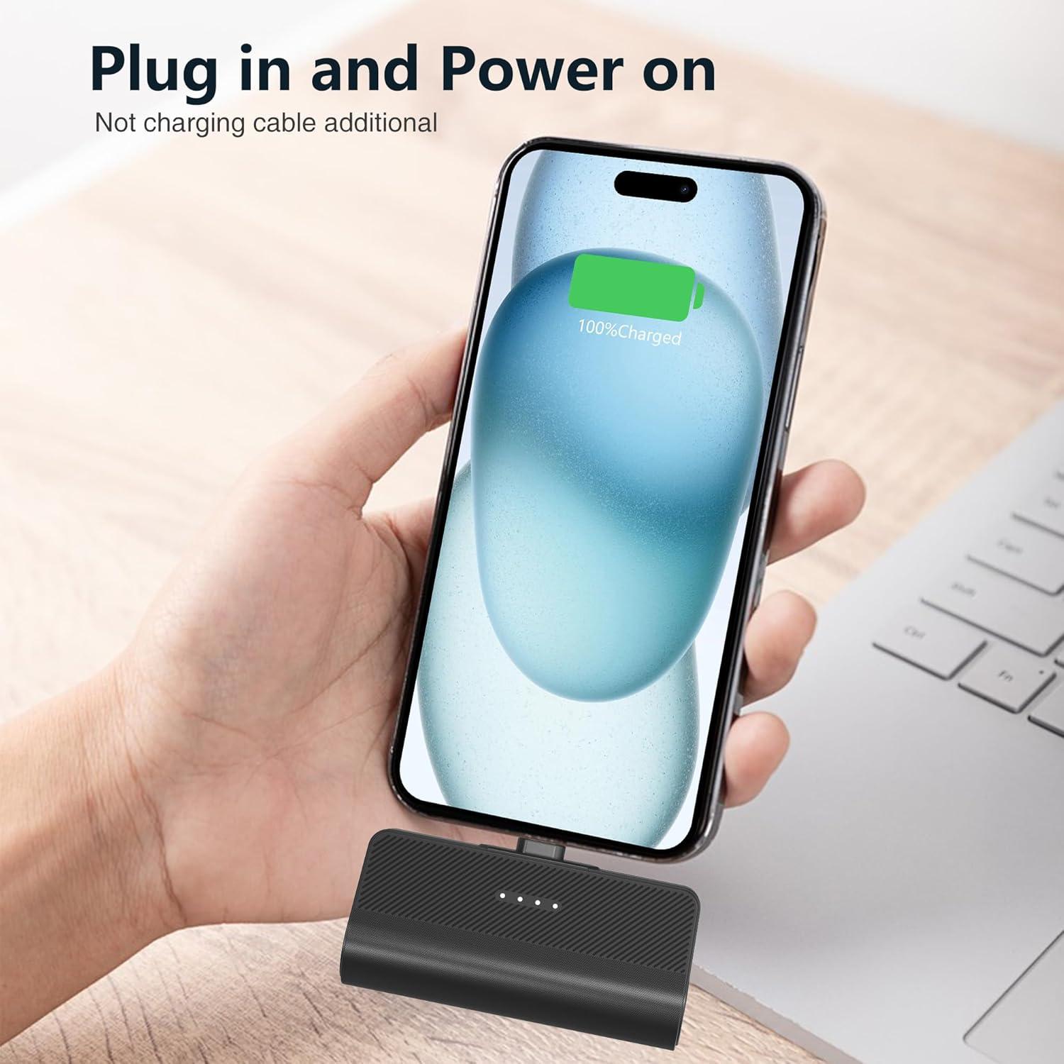 Cargador Portátil KKD 5000mAh para iPhone Negro MFi