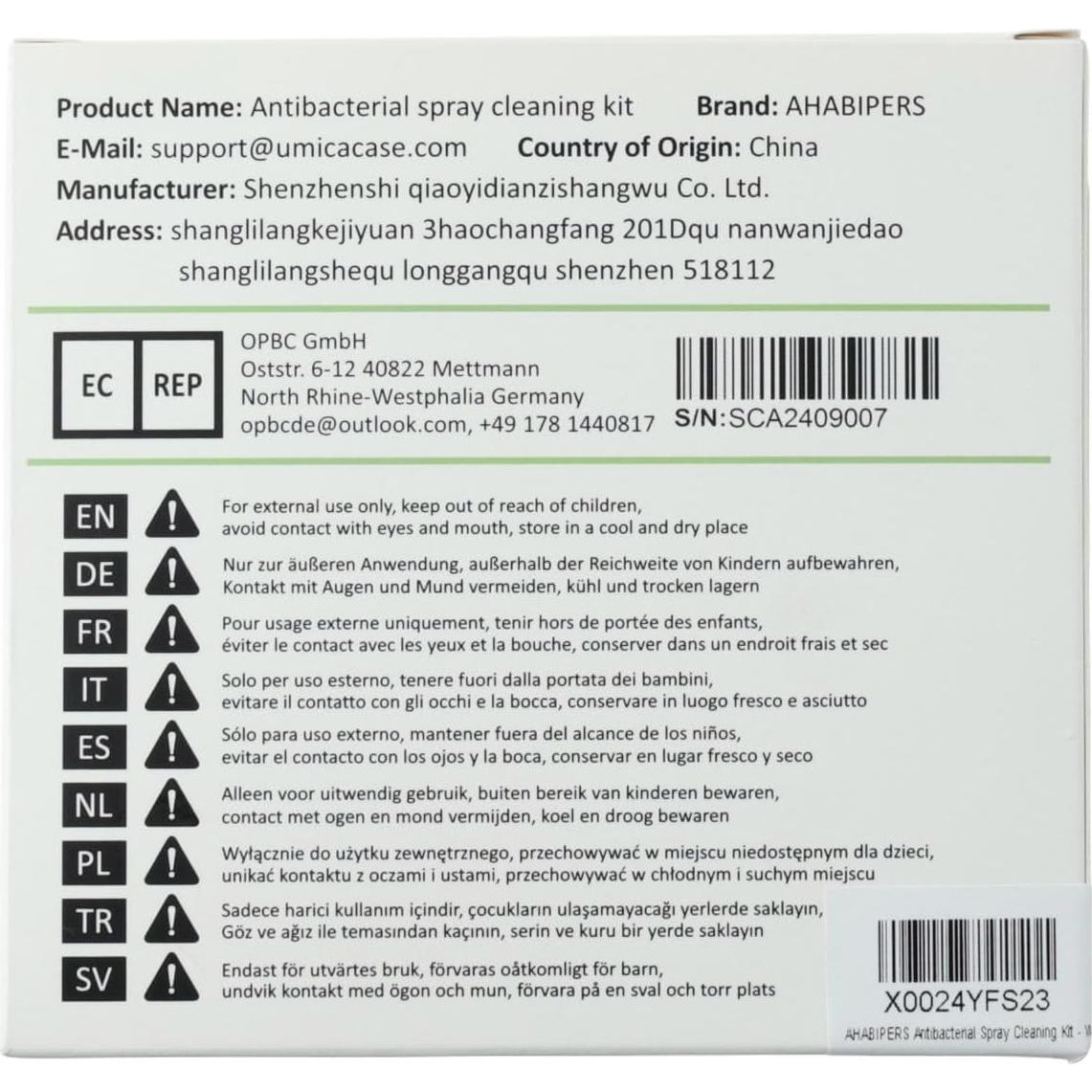 Kit de limpieza portátil QIAOYI con spray y paño - Blanco