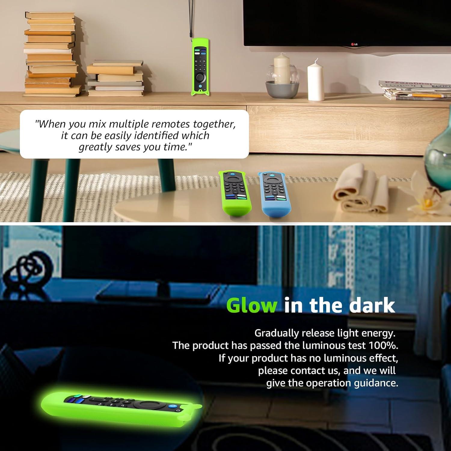 Funda de Control Remoto de Silicona OneBom 2 Pack Brilla en la Oscuridad Verde y Azul