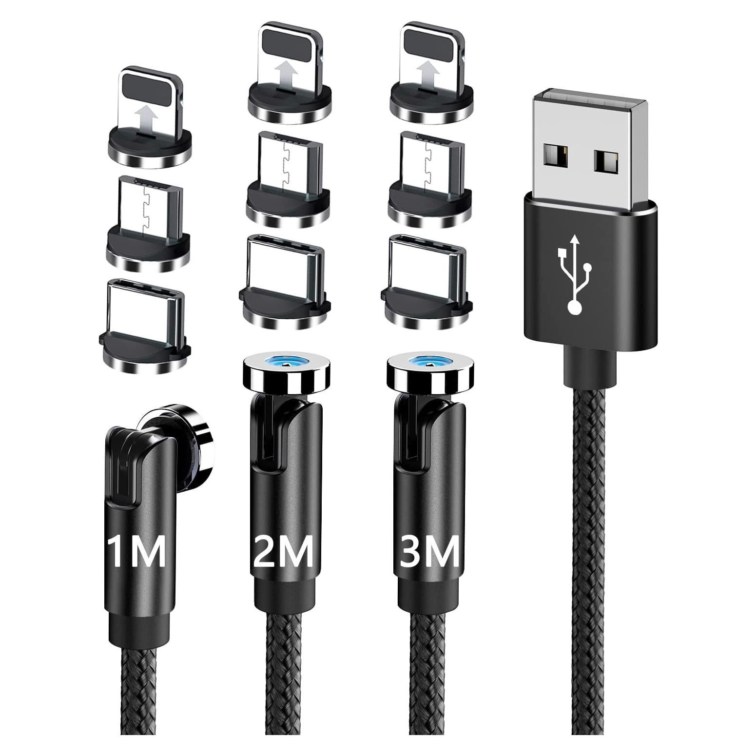 Cables de carga magnéticos 3 en 1 Shenzhenshi 0.91m 1.83m 3.05m Negro