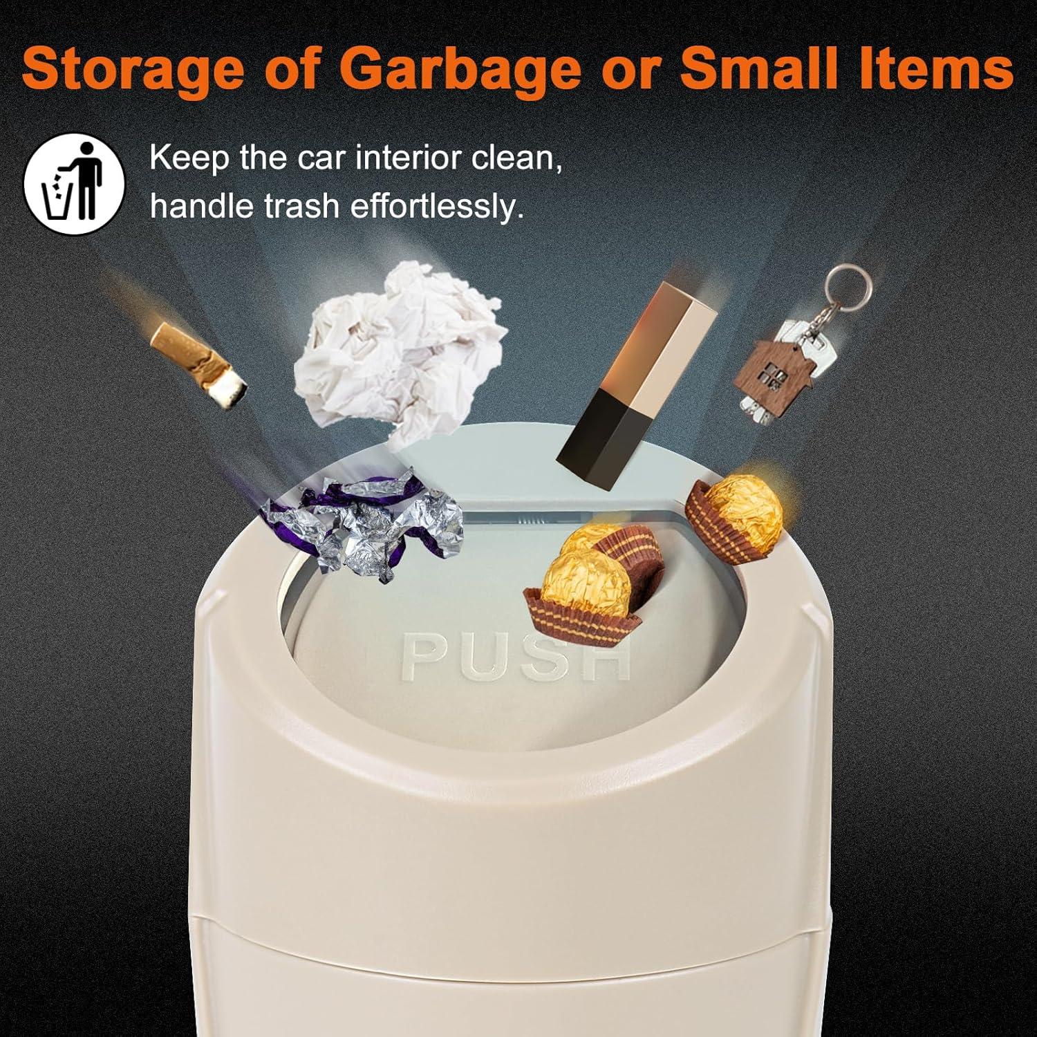 Basurero de Auto Kincown Beige con Tapa y 60 Bolsas