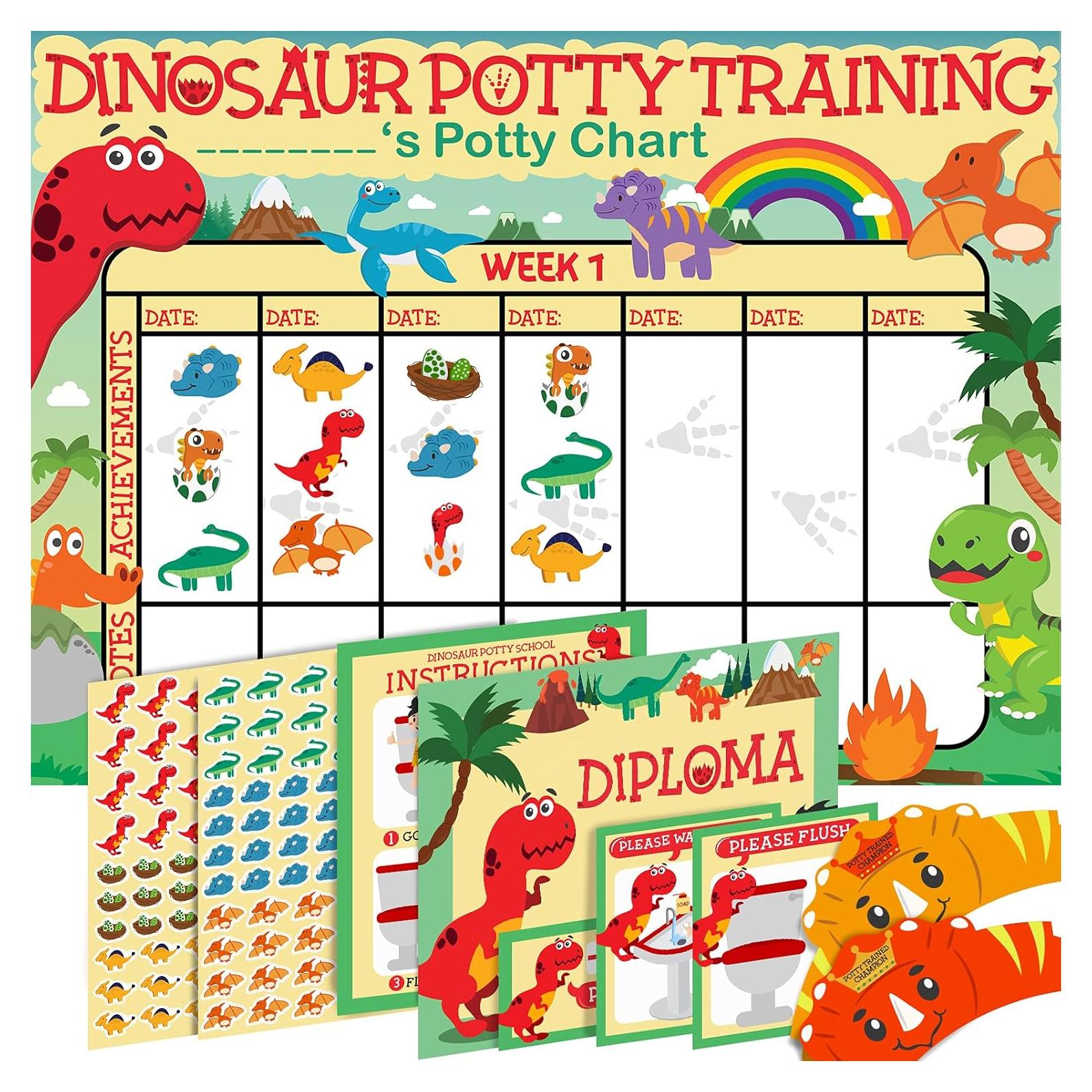 Gráfico de Entrenamiento para el Baño Cozy Greens Dinosaurios