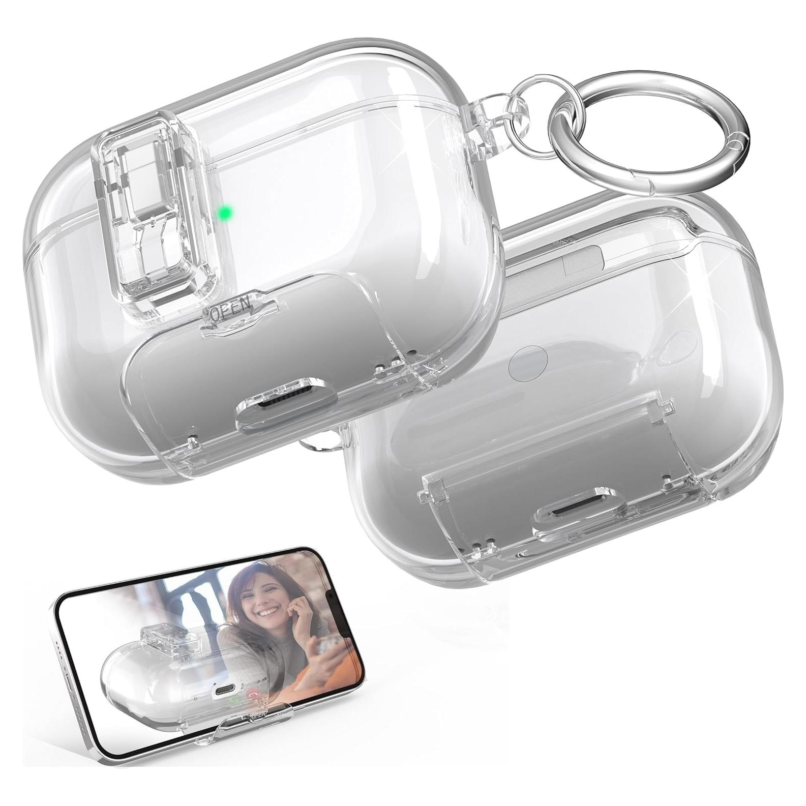 Funda Transparente R-fun para AirPods Pro 2/1 con Soporte