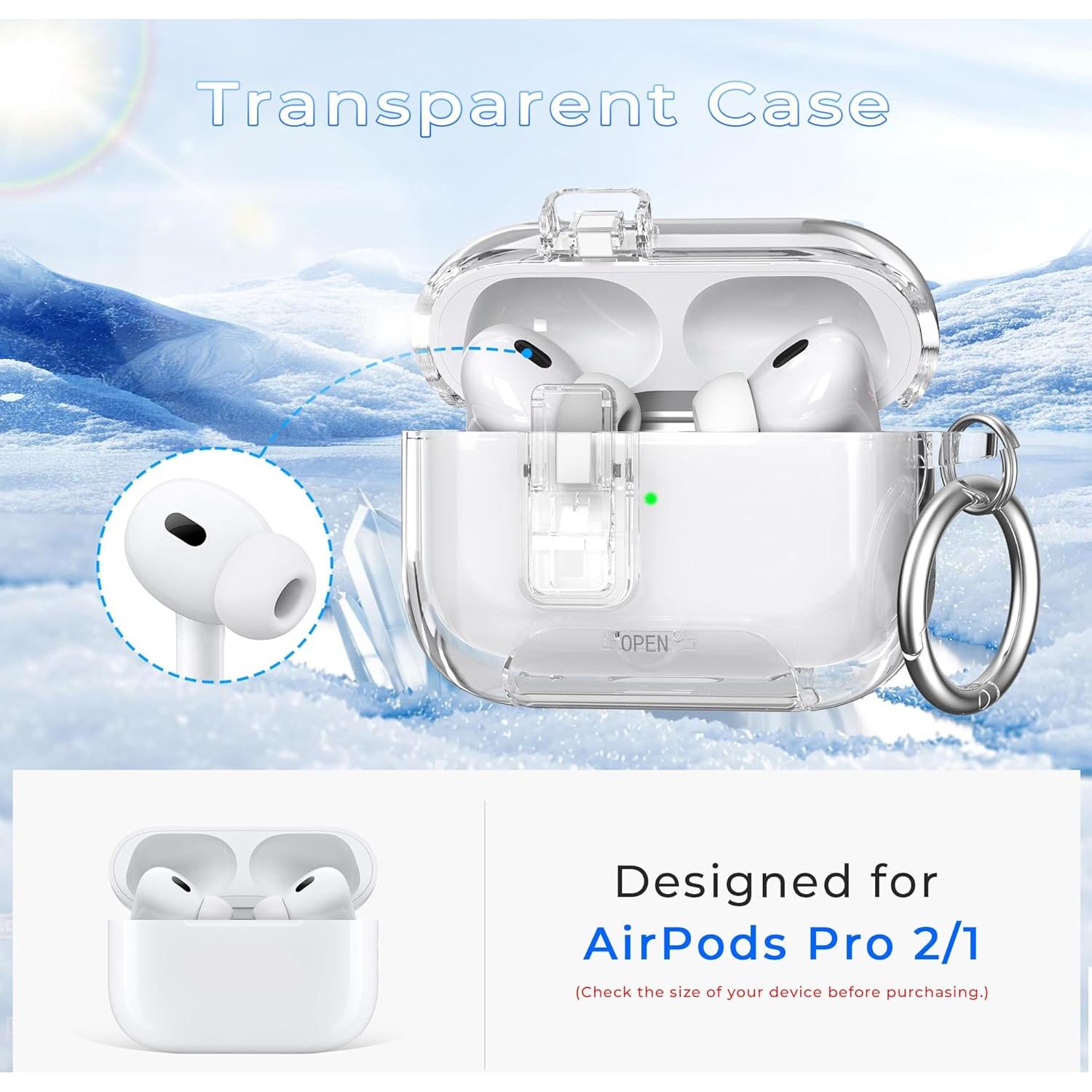 Funda Transparente R-fun para AirPods Pro 2/1 con Soporte