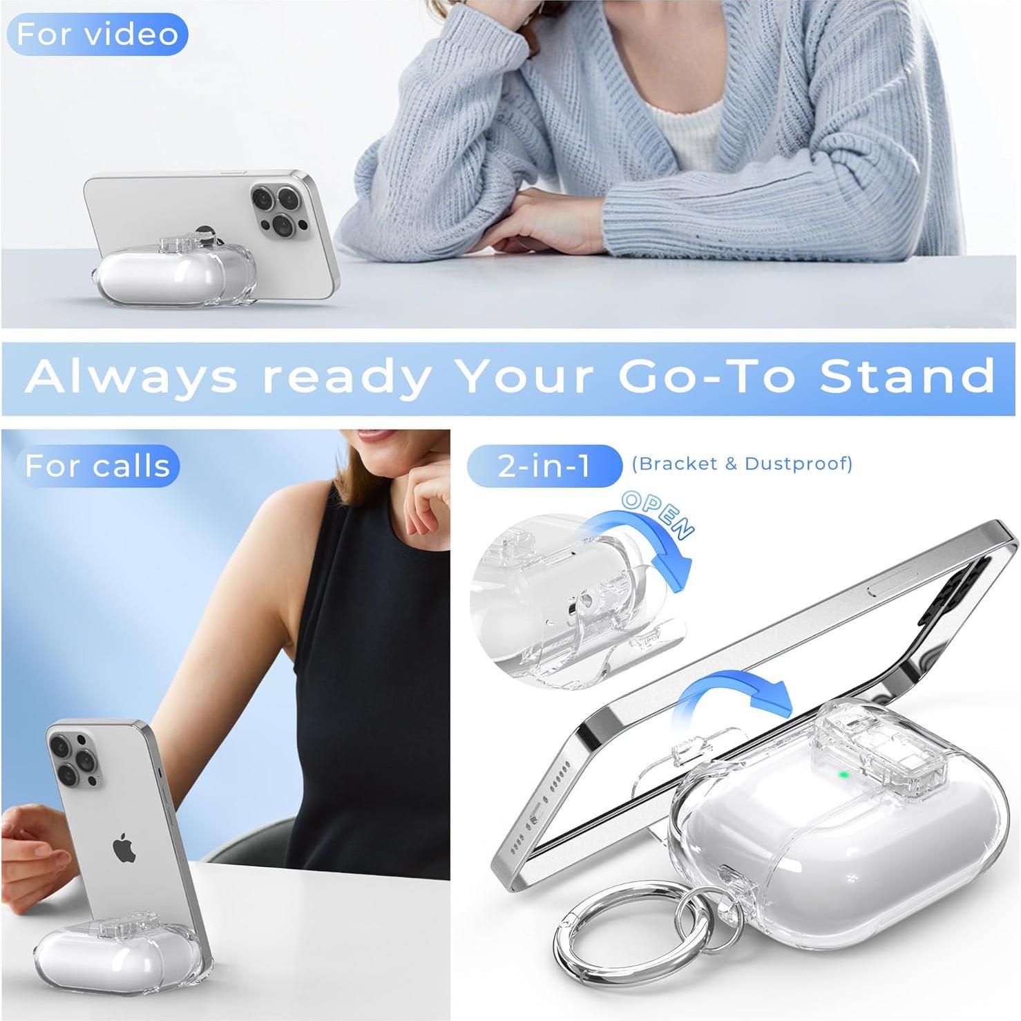 Funda Transparente R-fun para AirPods Pro 2/1 con Soporte