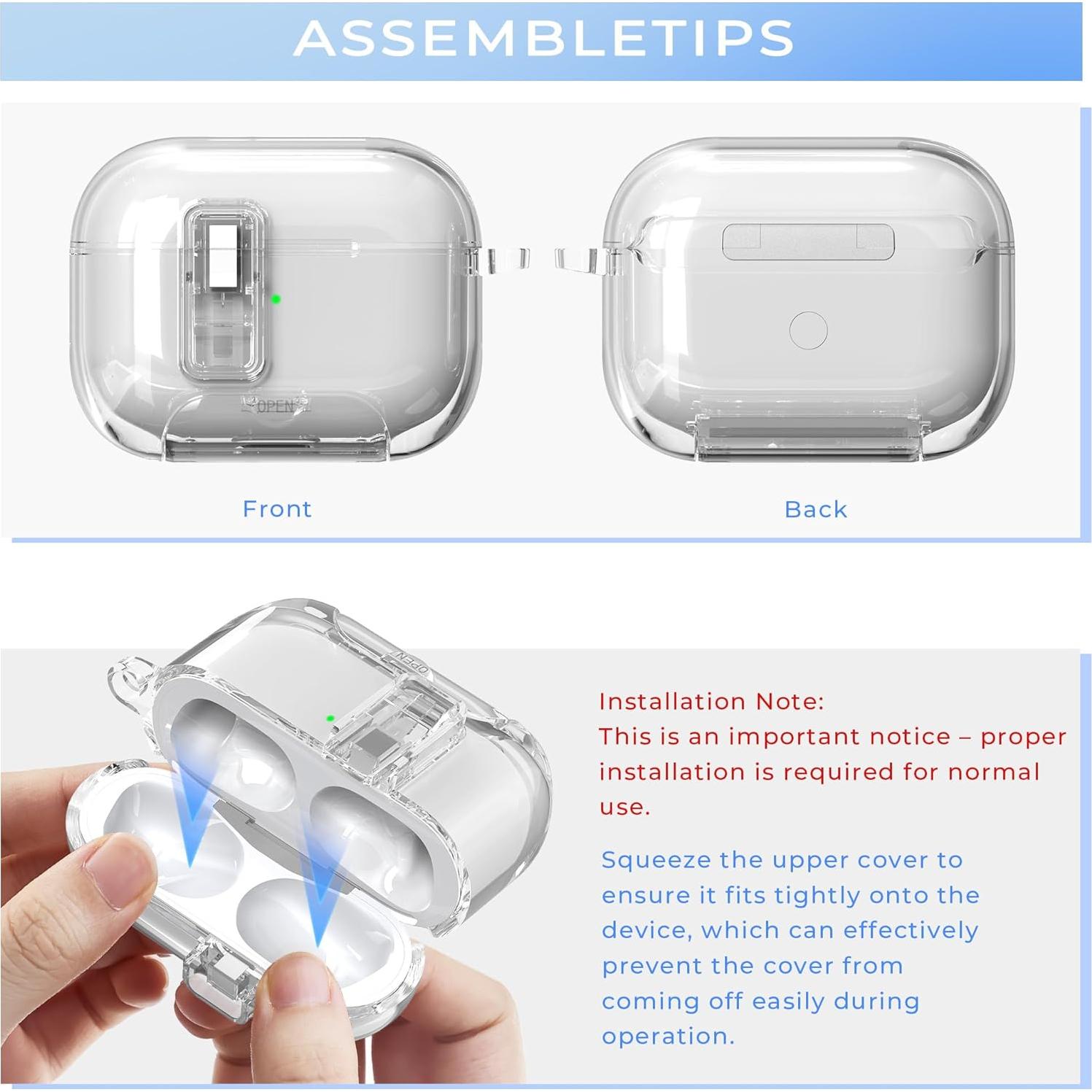 Funda Transparente R-fun para AirPods Pro 2/1 con Soporte