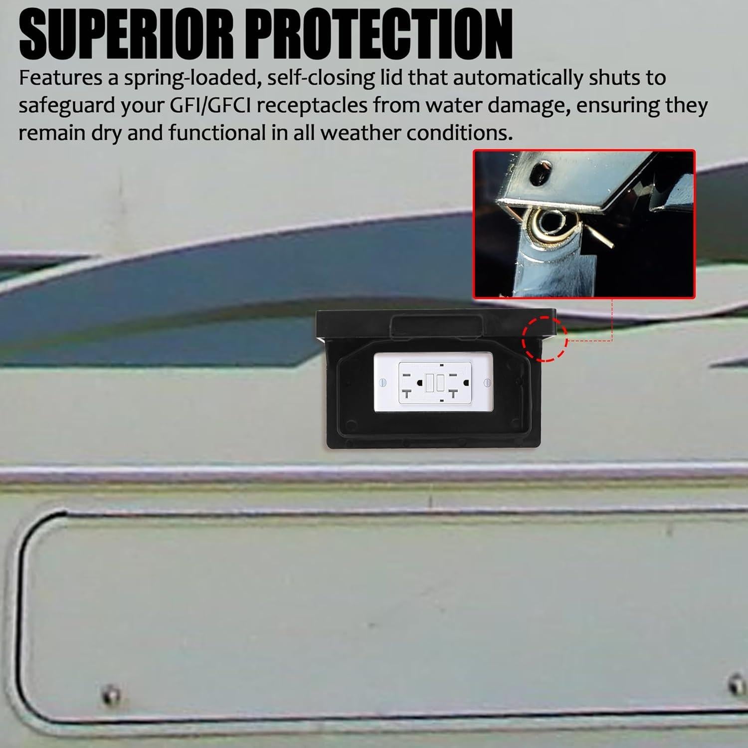 Placa Cubierta Salida Poder Exterior Calvana Negro 7.62cm