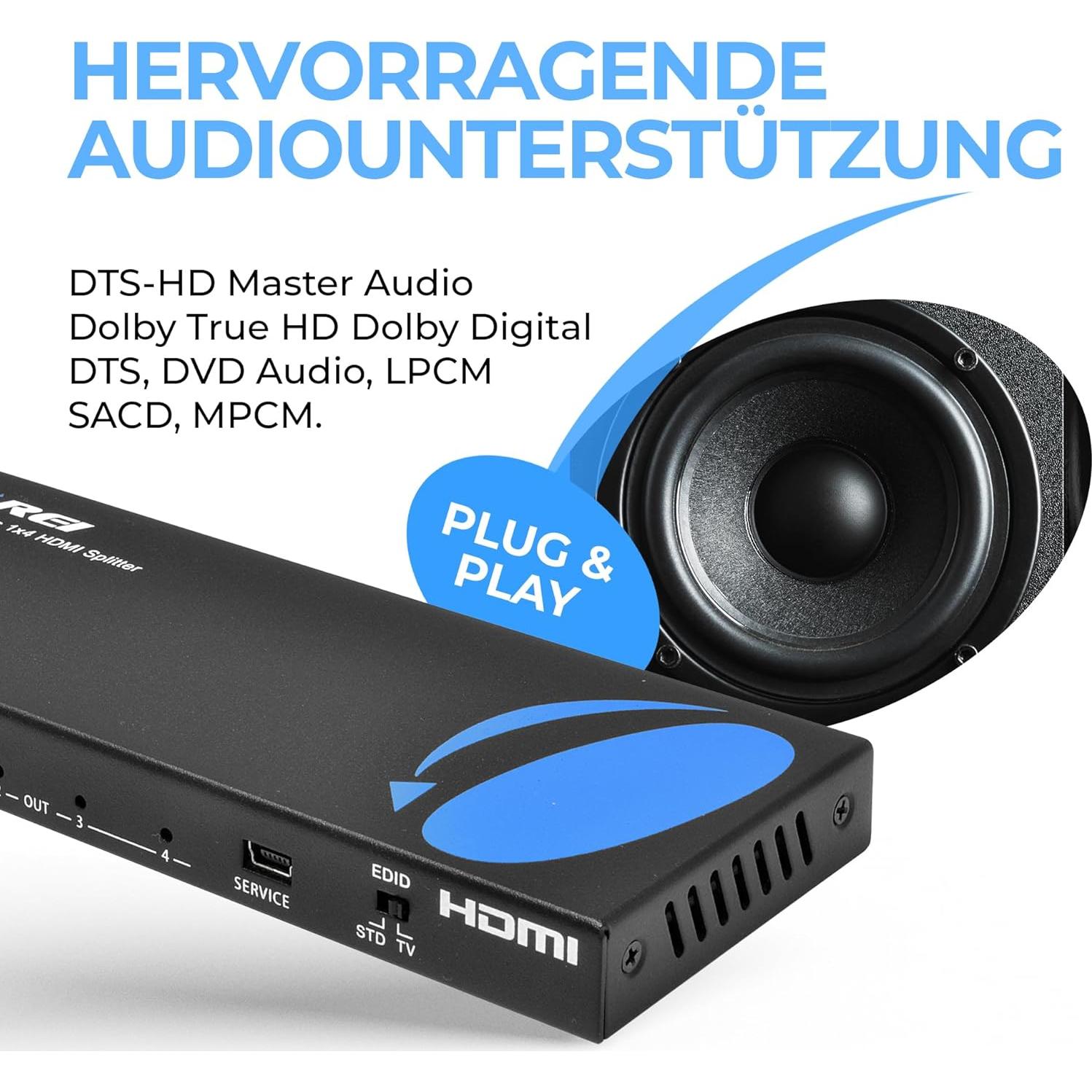 Divisor HDMI 1x4 OREI HD-104 4K@30Hz Compacto Plug & Play