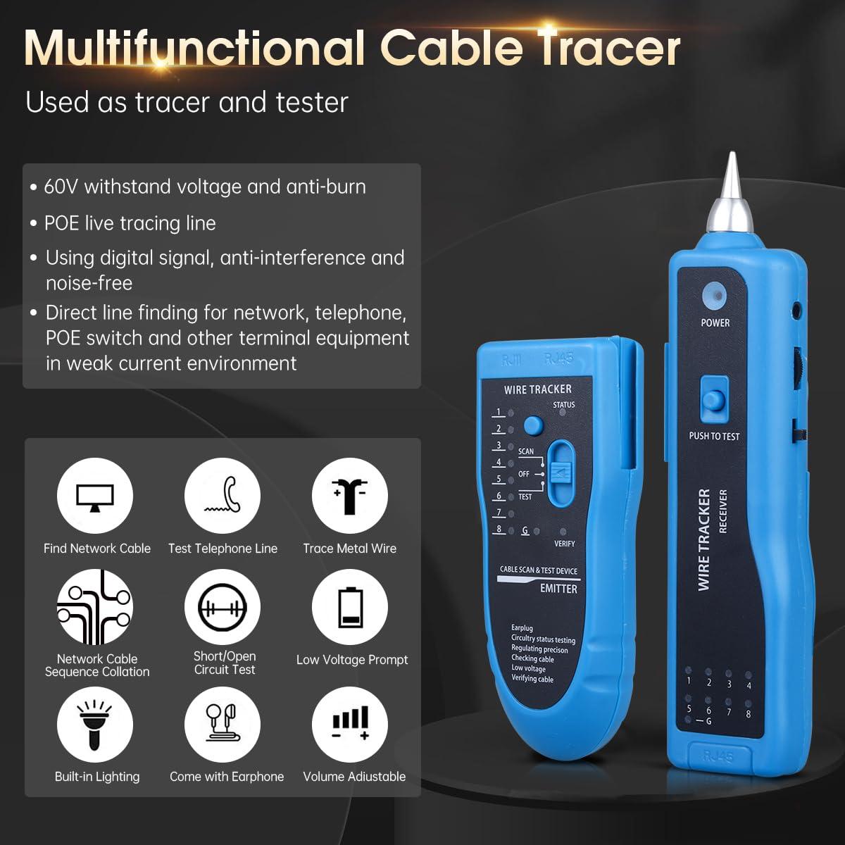 Probador de Cable de Red Moocci RJ45 RJ11 - Trazador y Localizador