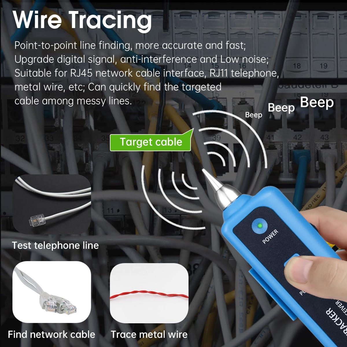 Probador de Cable de Red Moocci RJ45 RJ11 - Trazador y Localizador