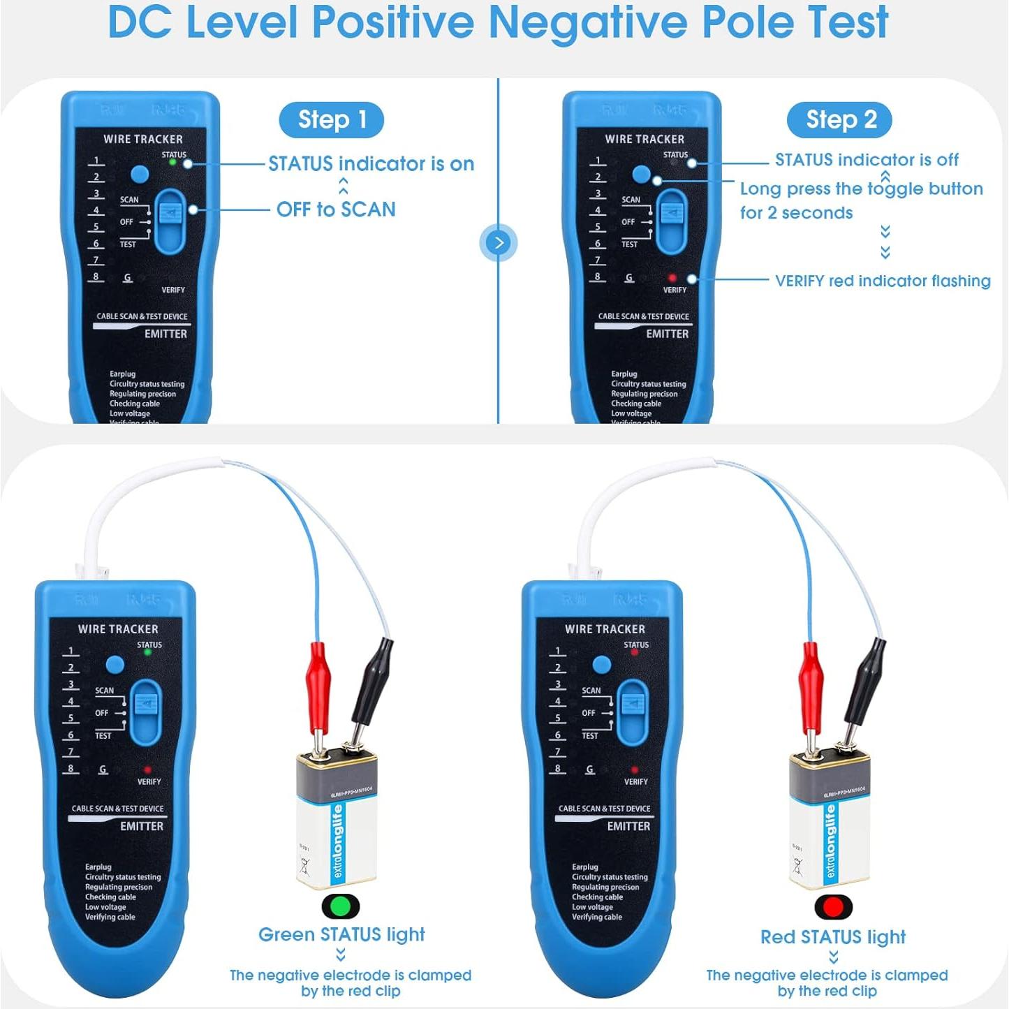Probador de Cable de Red Moocci RJ45 RJ11 - Trazador y Localizador