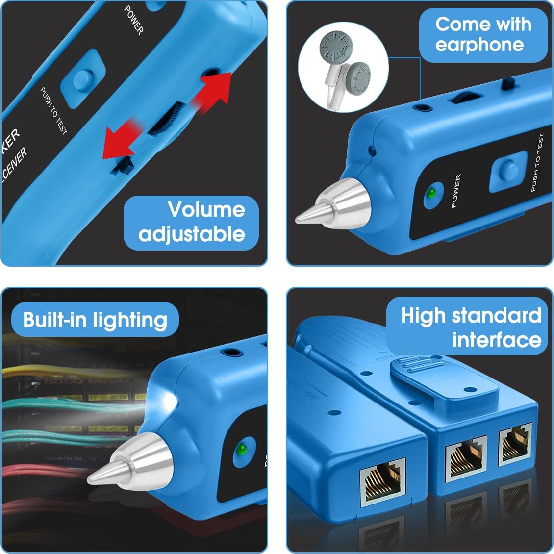 Probador de Cable de Red Moocci RJ45 RJ11 - Trazador y Localizador