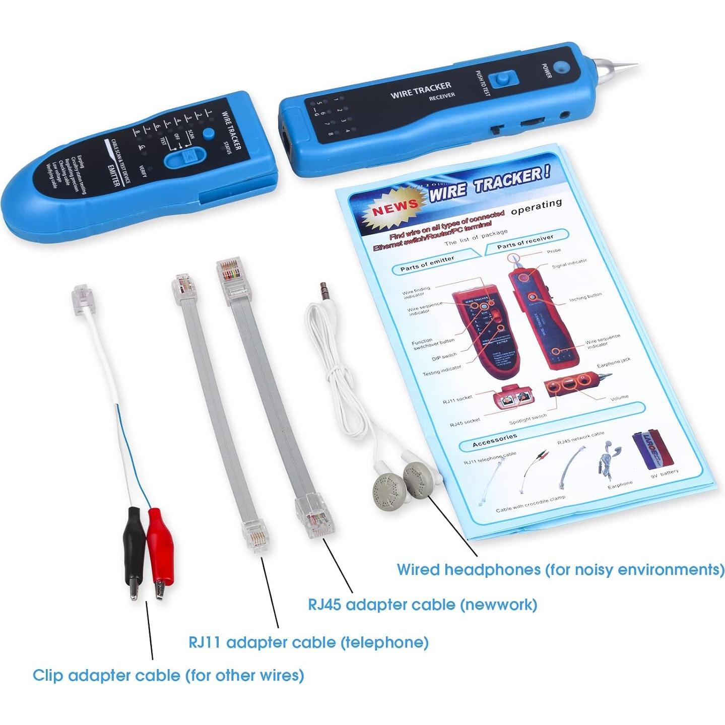 Probador de Cable de Red Moocci RJ45 RJ11 - Trazador y Localizador