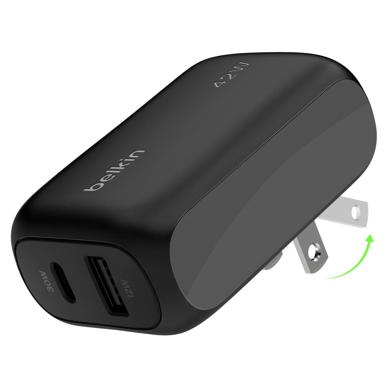 Cargador de Pared Doble Puerto Belkin 42W USB-C y USB-A Negro
