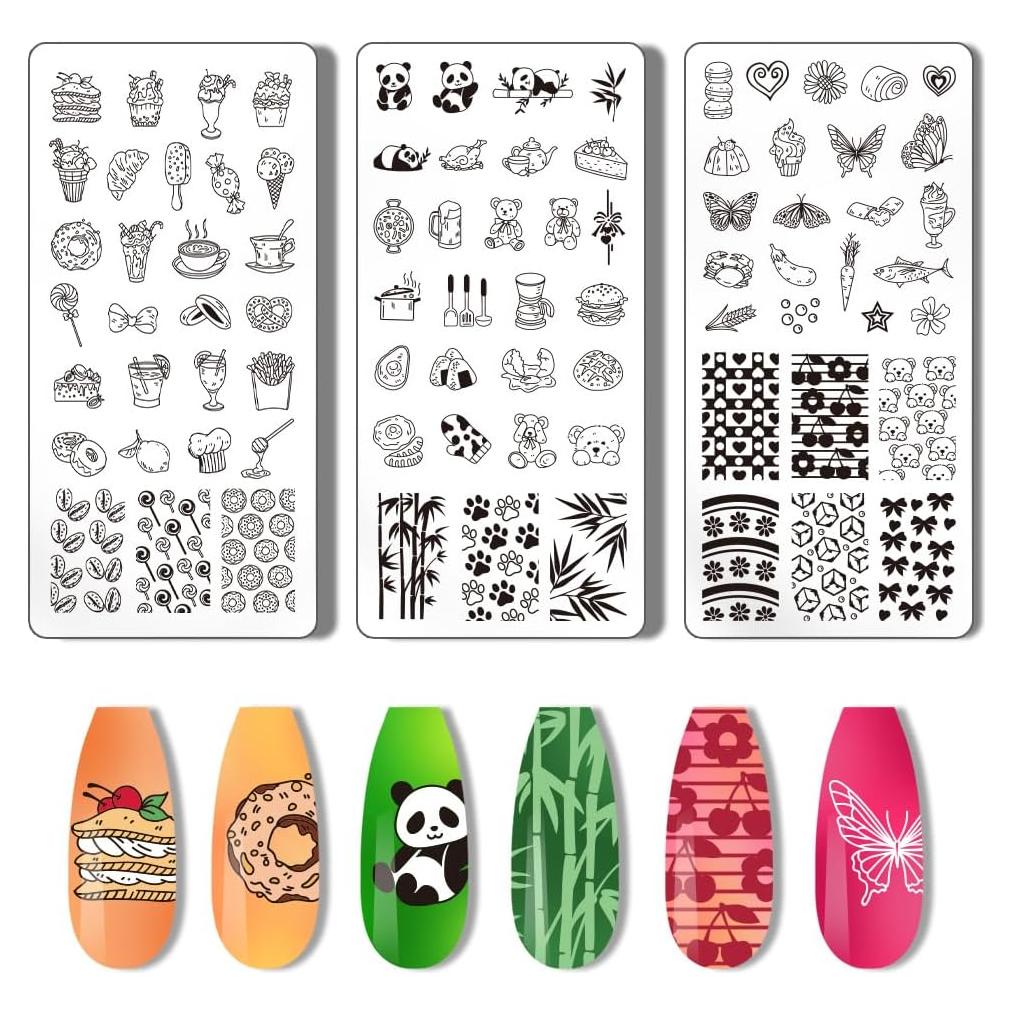 Placas de Estampado de Uñas PH PandaHall 3pcs Acero Inoxidable