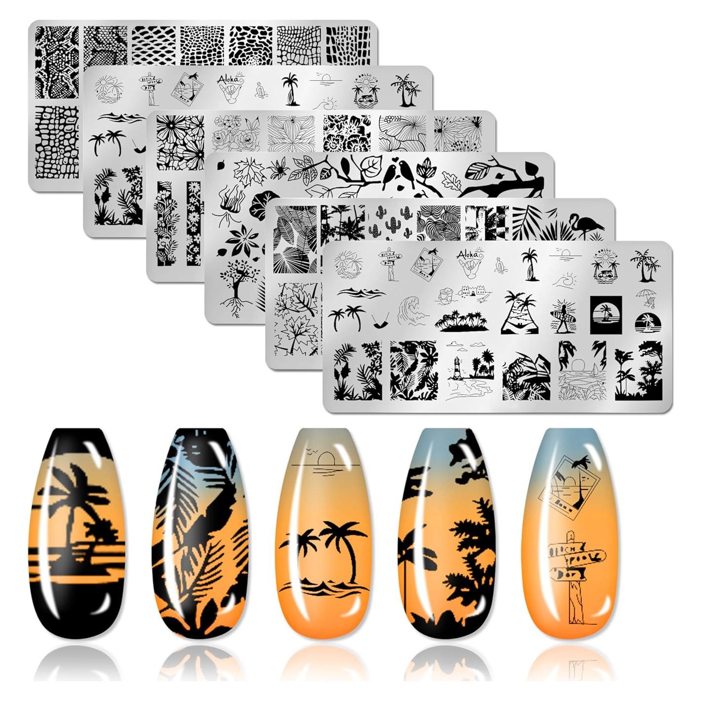 Kit de Estampado de Uñas XingRong 6 Placas Acero Inoxidable