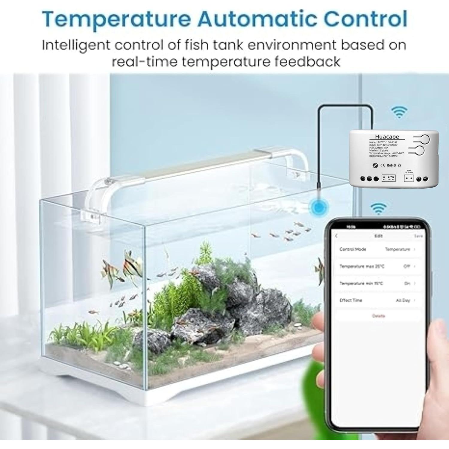 Sensor de Temperatura Inteligente Huacaoe Zigbee 1CH Impermeable