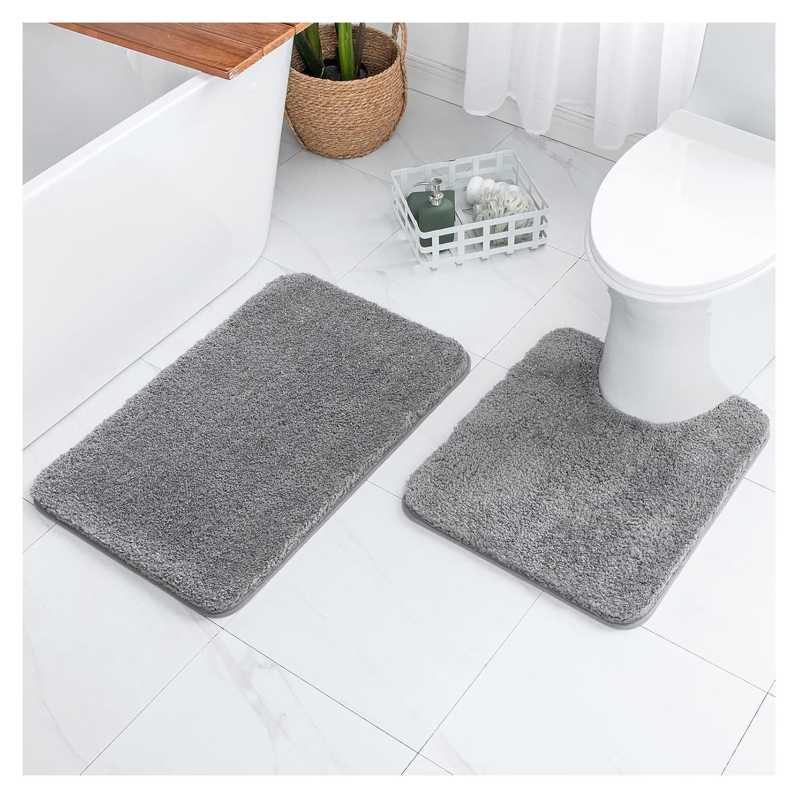 Alfombrillas de Baño MIULEE 2 Piezas Microfibra Antideslizante Gris