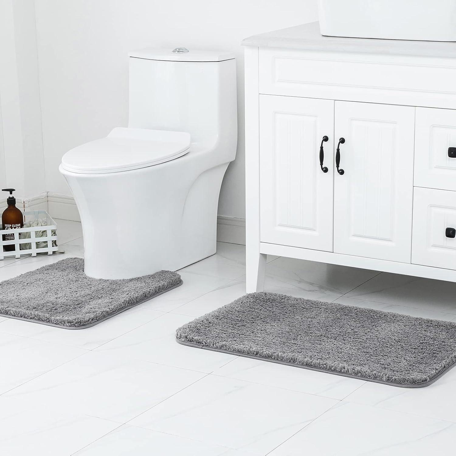 Alfombrillas de Baño MIULEE 2 Piezas Microfibra Antideslizante Gris