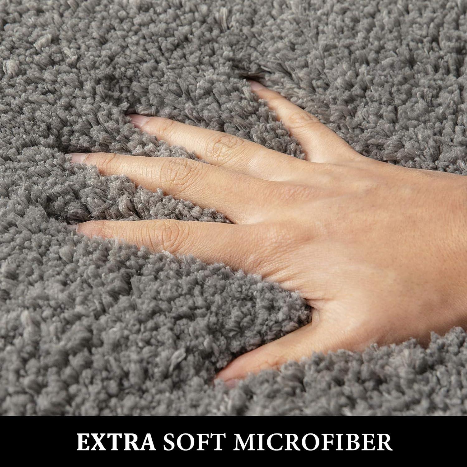 Alfombrillas de Baño MIULEE 2 Piezas Microfibra Antideslizante Gris