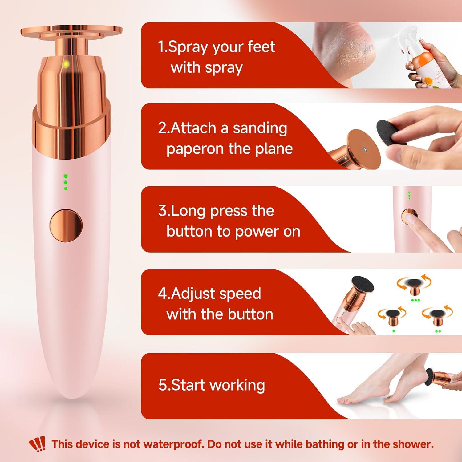 Kit Removedor de Callos Eléctrico 3 Velocidades Rosa