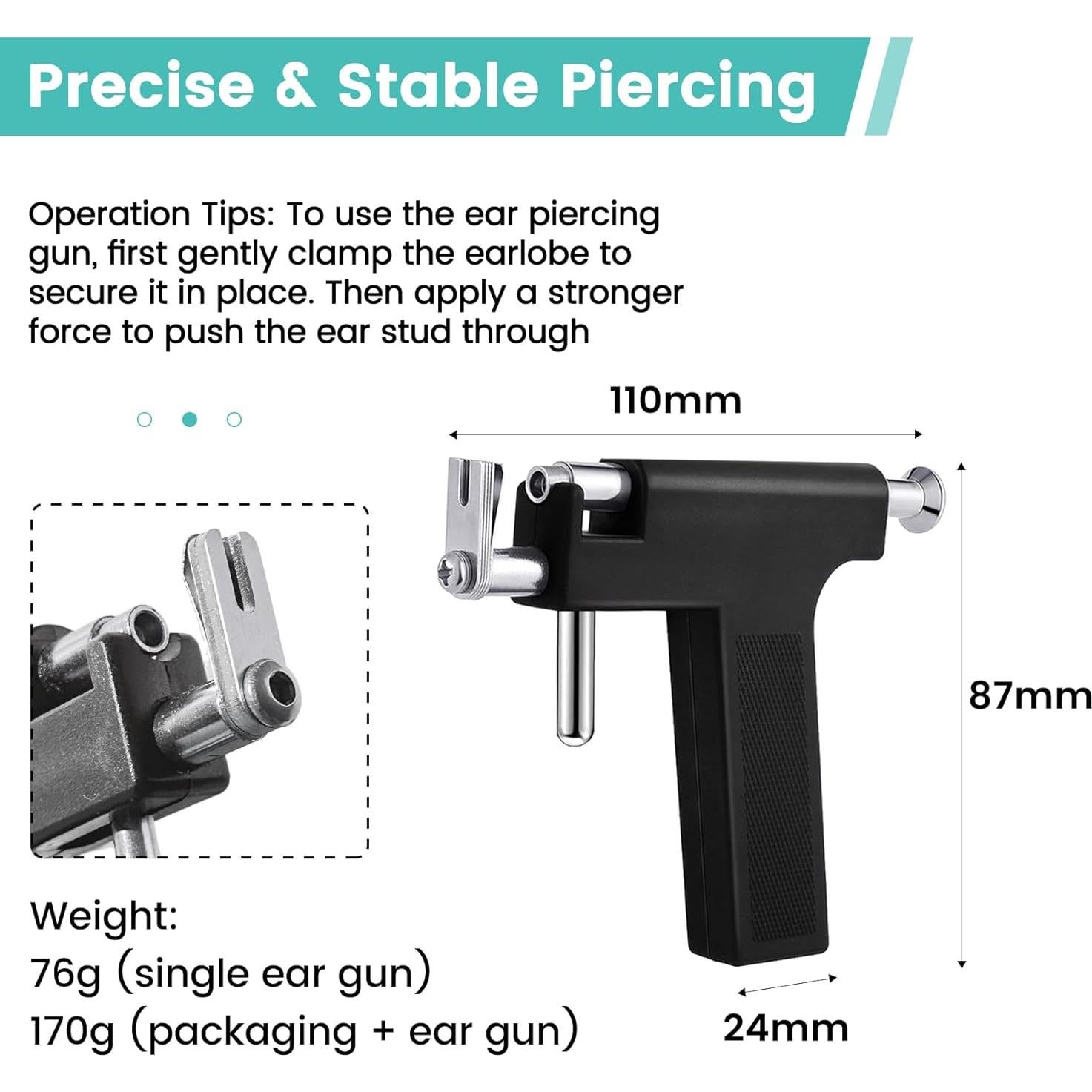 Kit de Perforación de Orejas Zygc 58 Piezas con Pendientes de CZ