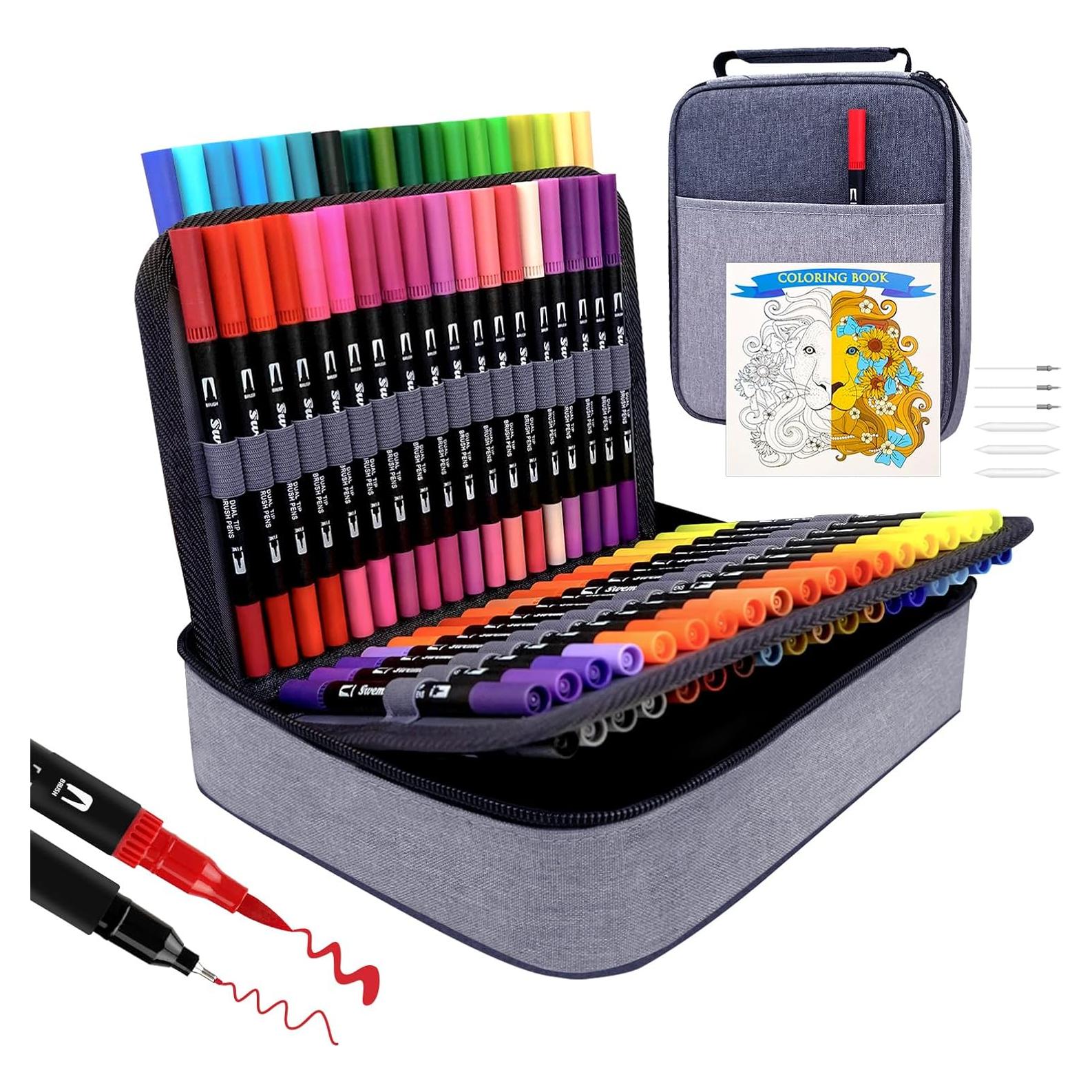 Set de 72 Marcadores de Arte Swemos con Punta Doble Multicolor
